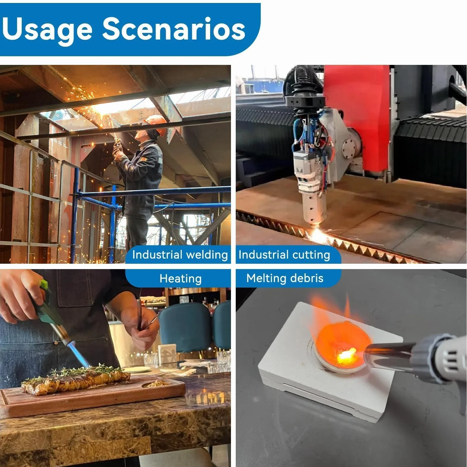 Agatige Cabezal De Antorcha De Soldadura, Pistola De Calentamiento De Soldadura Industrial, Antorcha De Soplete De Soldadura De Encendido, Llama Ajustable para Gas Doméstico (Double Switch)