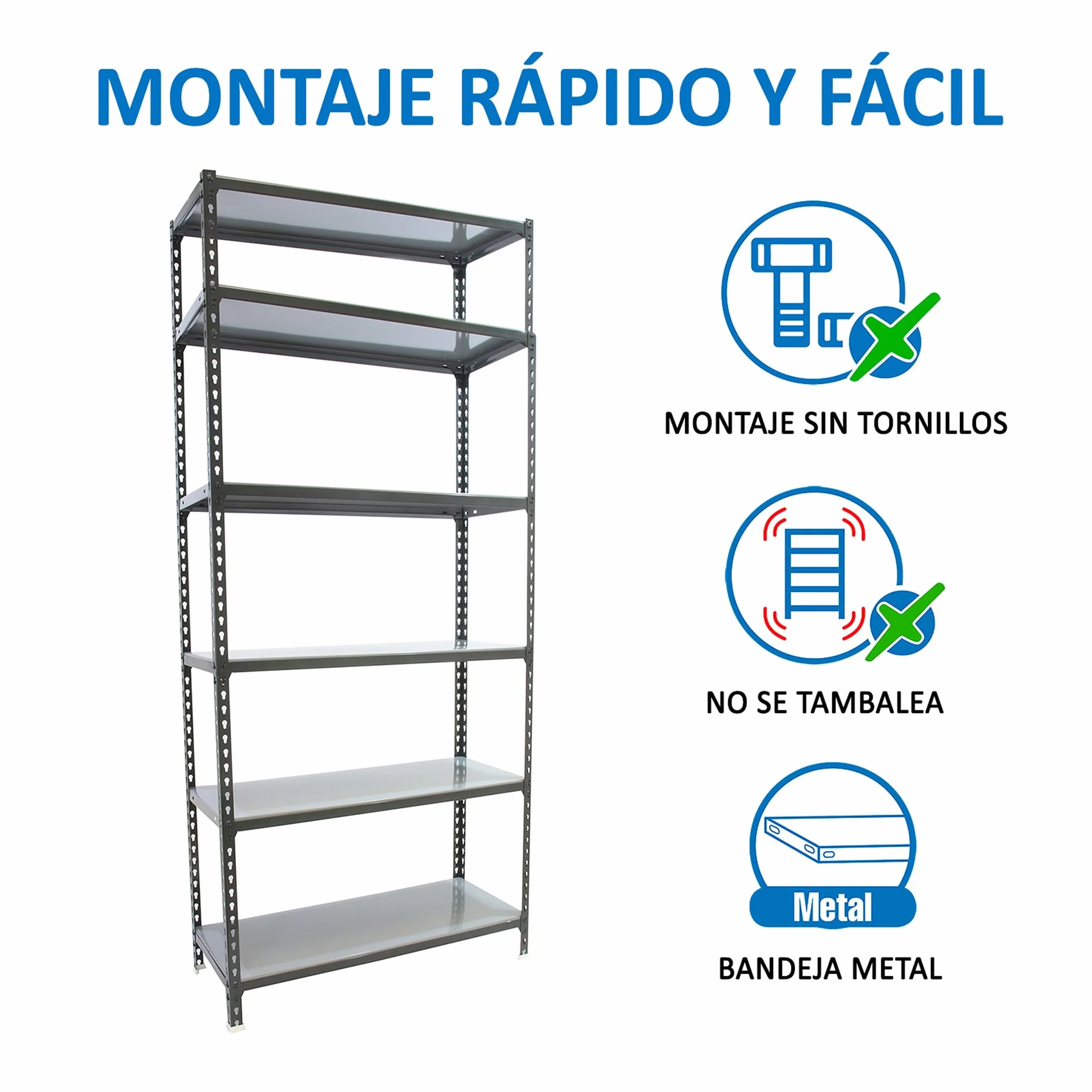 Simon Rack Estanterias Metalicas, 2500x800x500 mm, 6 Baldas de Metal, 180 kg de Punto Flexión, Estanterias Almacenaje, Antracita/Galva - Simonclick