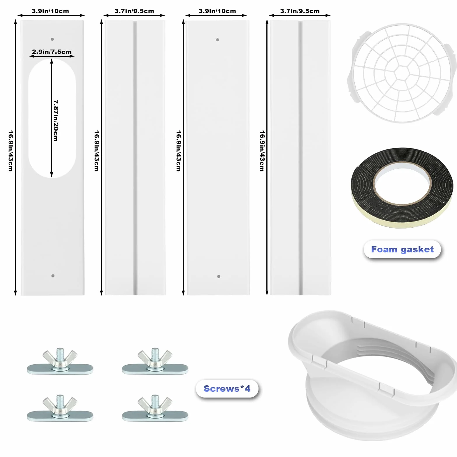 Kit de Ventana de Aire Acondicionado Portátil, Adaptador Ventana Aire Acondicionado, Placa Sellado Ventana Ajustable para Aire Acondicionado Móvil, Manguera de Aire Acondicionado Portátil