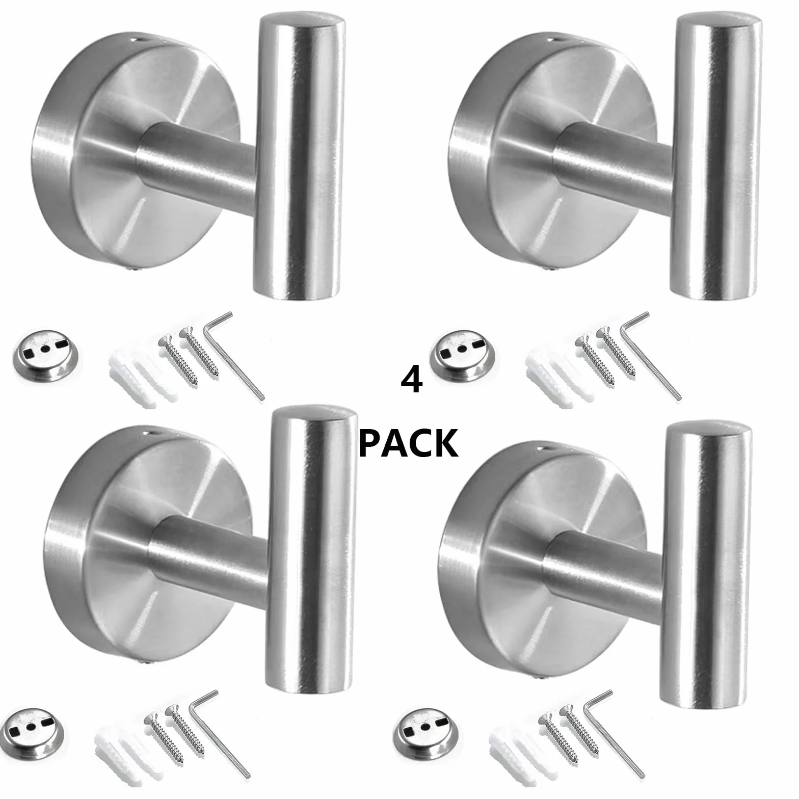 Towel Holder Wall Mounted ，Bathroom Towel Robe Hook，Shower Kitchen Wall Hanging Hooks Wall Mount SUS 304 Stainless Steel (sliver 4)
