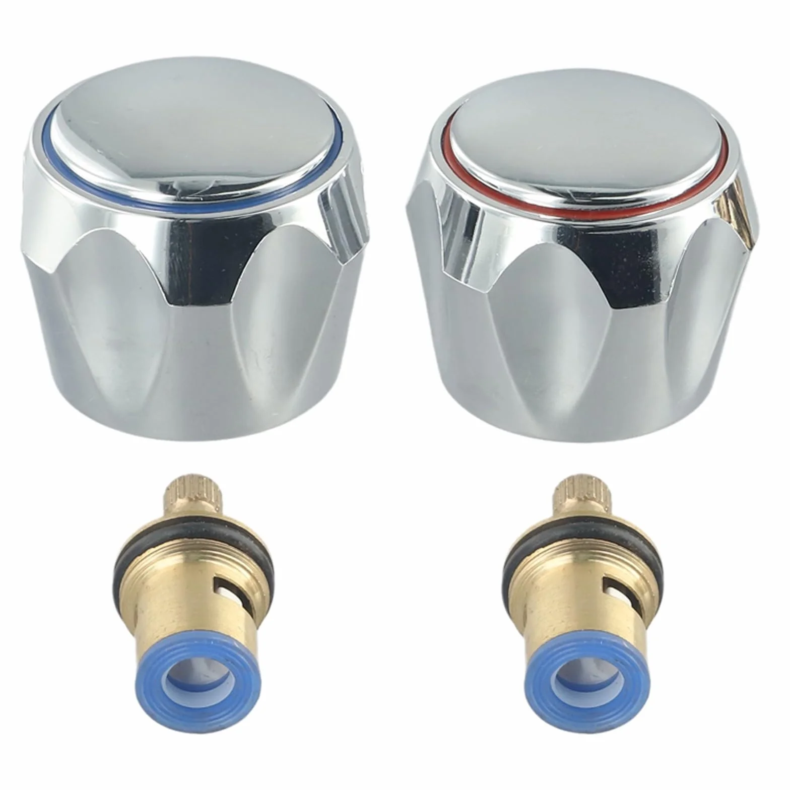 Kit de grifo caliente y frío, cabezales de conversión cromados, reemplazo de 1/2 para fregadero de lavabo