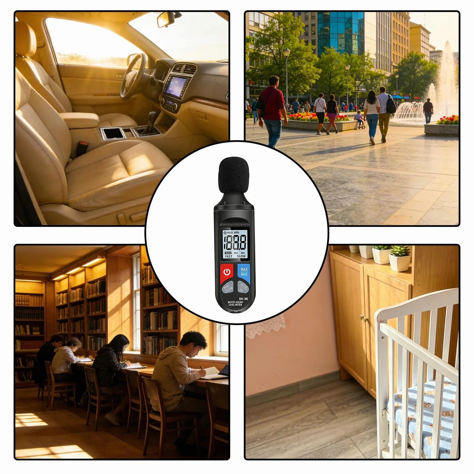 Medidor de decibelios 30-130dB Sensor de sonido, probador de nivel de ruido