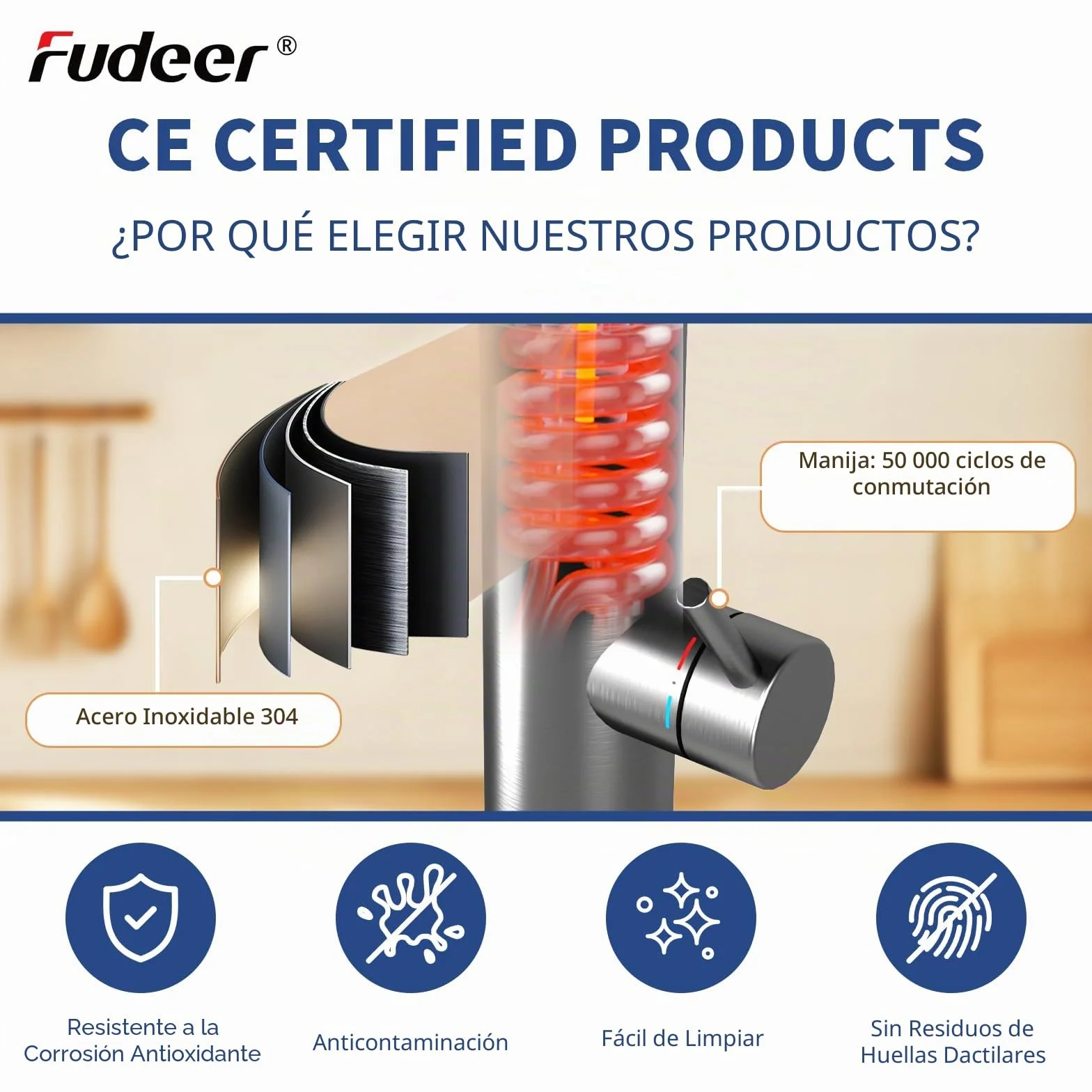 Grifo eléctrico con calentador de agua 230V 3.3KW acero inoxidable 304 pantalla digital 30-45℃