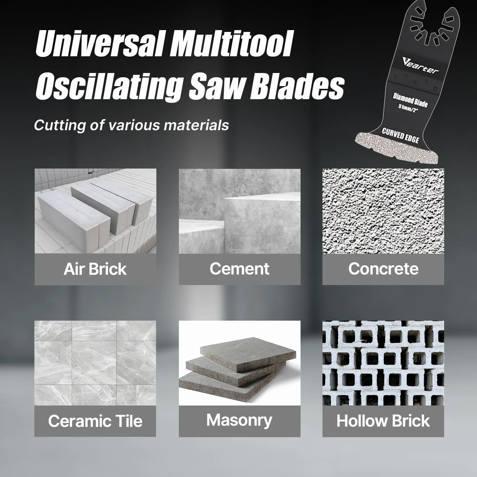 Paquete de 5 hojas de diamante multiherramienta con adaptador, hojas universales para quitar juntas de grano, hojas de liberación rápida para azulejos, ladrillo de aire, cemento, hormigón