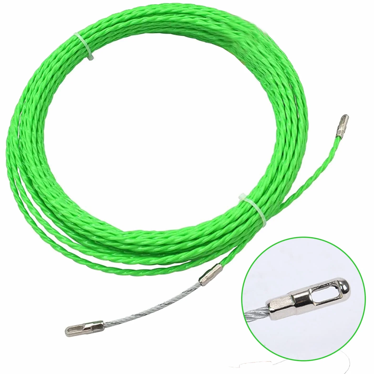 Guia Pasacables, 50m 4,5mm Guia Pasacables Profesional Guia Cables Espiral Guía Pasacables con Guia Cables y 2 Muelles Guía Ayuda de Extracción de Cables para Tirar de Cable