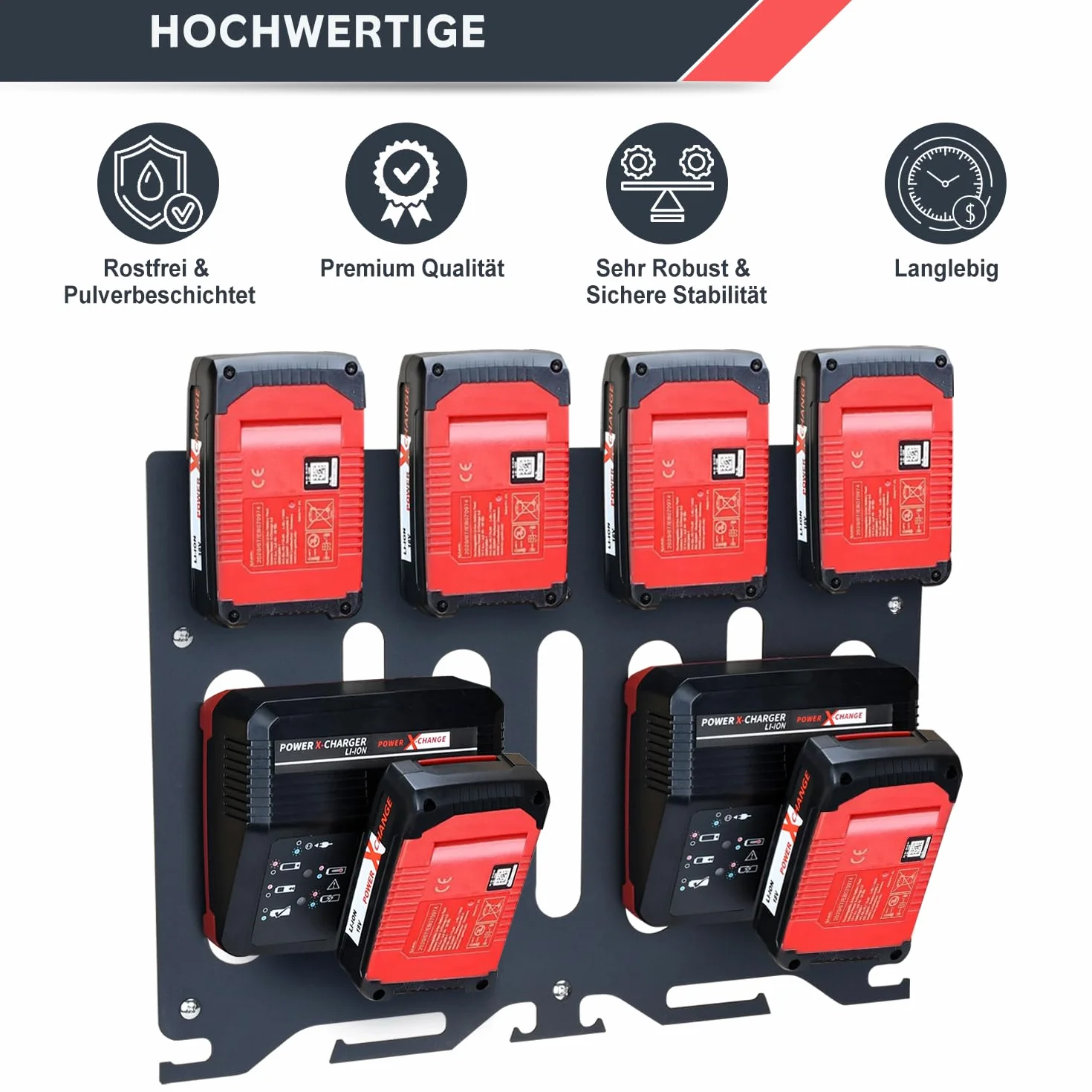 TOPOWN Soporte de pared 3 en 1 Pro para cargadores Einhell y batería de 18 V, para Power X-Change Charger, Twincharger, Fastcharger, Boostcharger