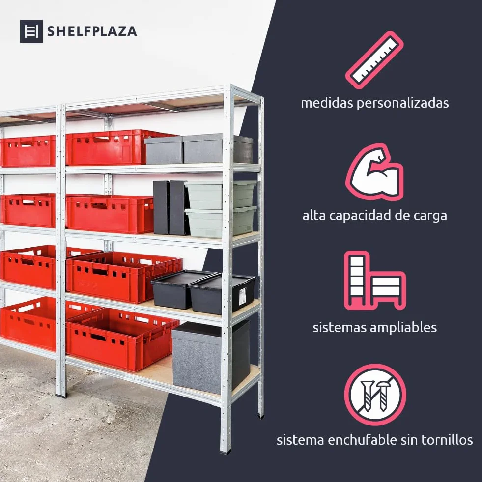 shelfplaza Home 180x70x40 cm Estantería Pesada en galvanizada con 5 baldas y 175 kg de Capacidad de Carga por balda