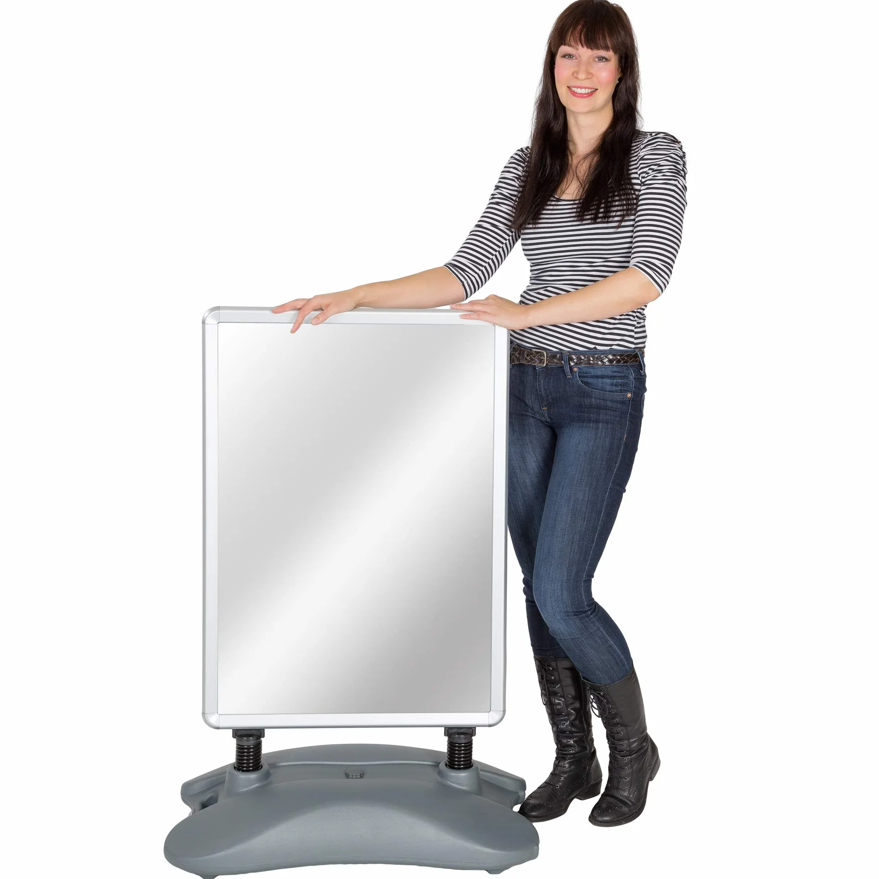 tectake Vitrina Expositora Caballete Doble Cara DIN A1 20 litros Base Sistema Clic Incluye Dos Láminas Protectoras Publicidad Exterior