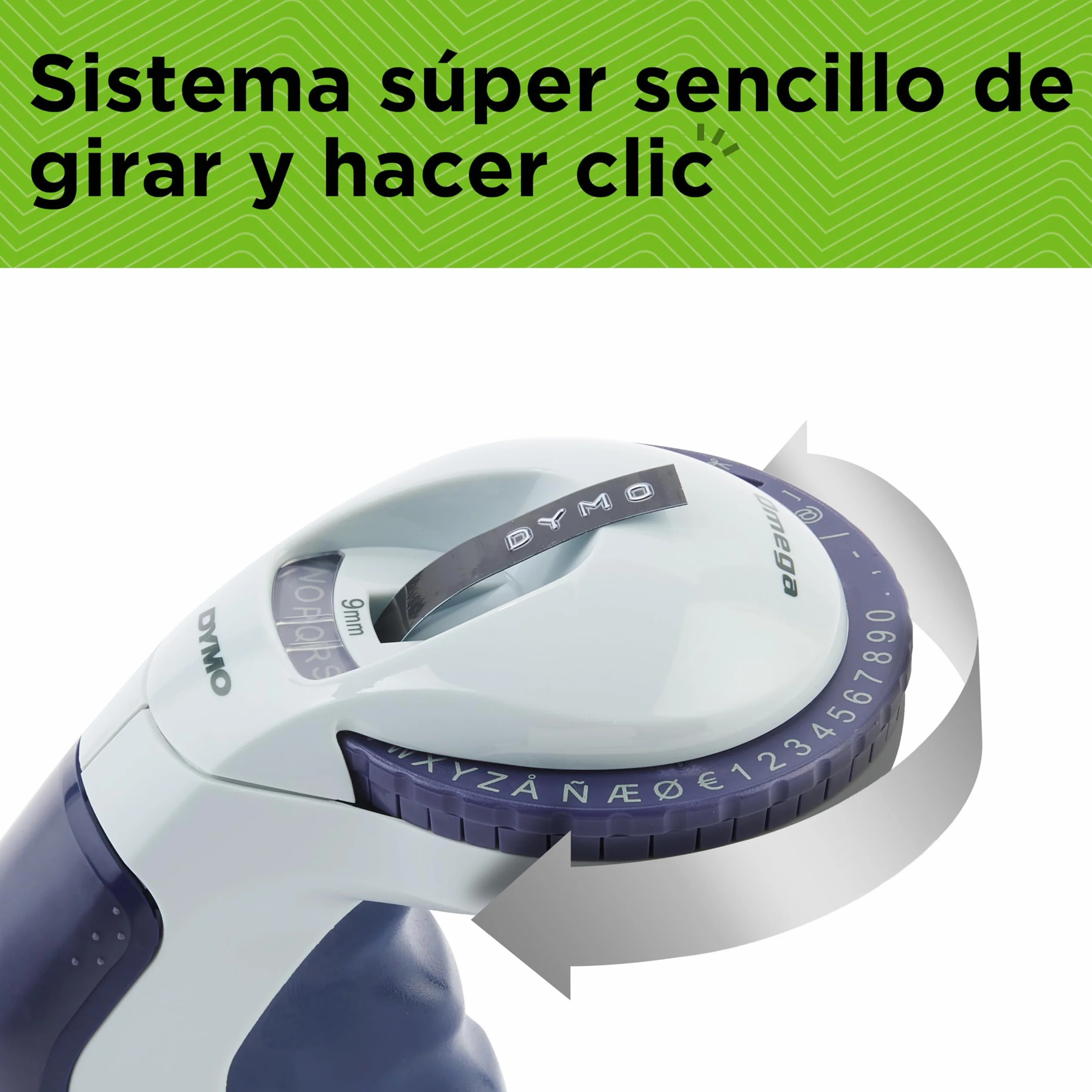 DYMO Omega rotuladora de estampación pequeña con sistema de giro y clic diseño ergonómico
