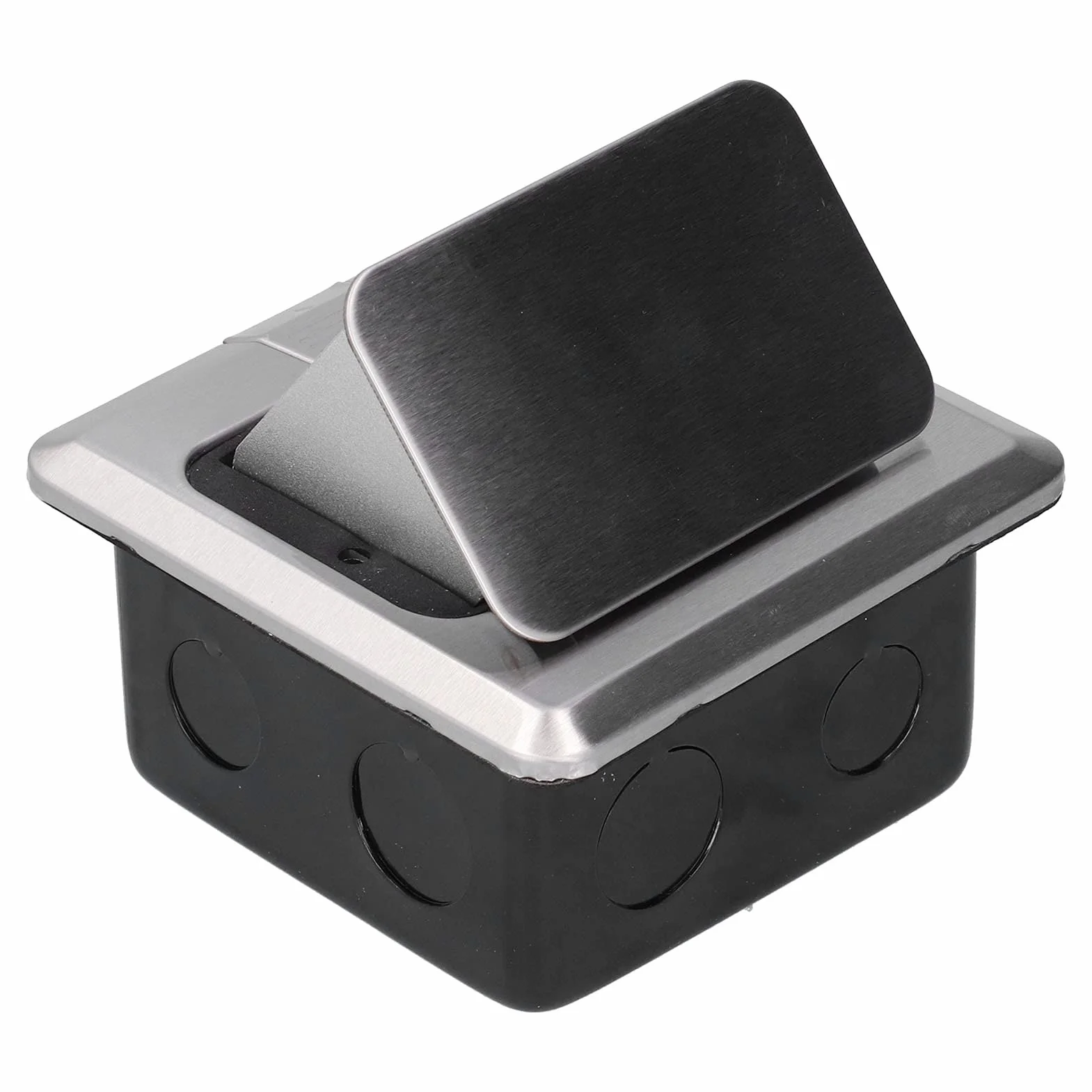 Enchufe de la UE Caja de Toma de Tierra Incorporada de Acero Inoxidable a Prueba de Agua Enchufe de Piso de 2 Vías AC 250V