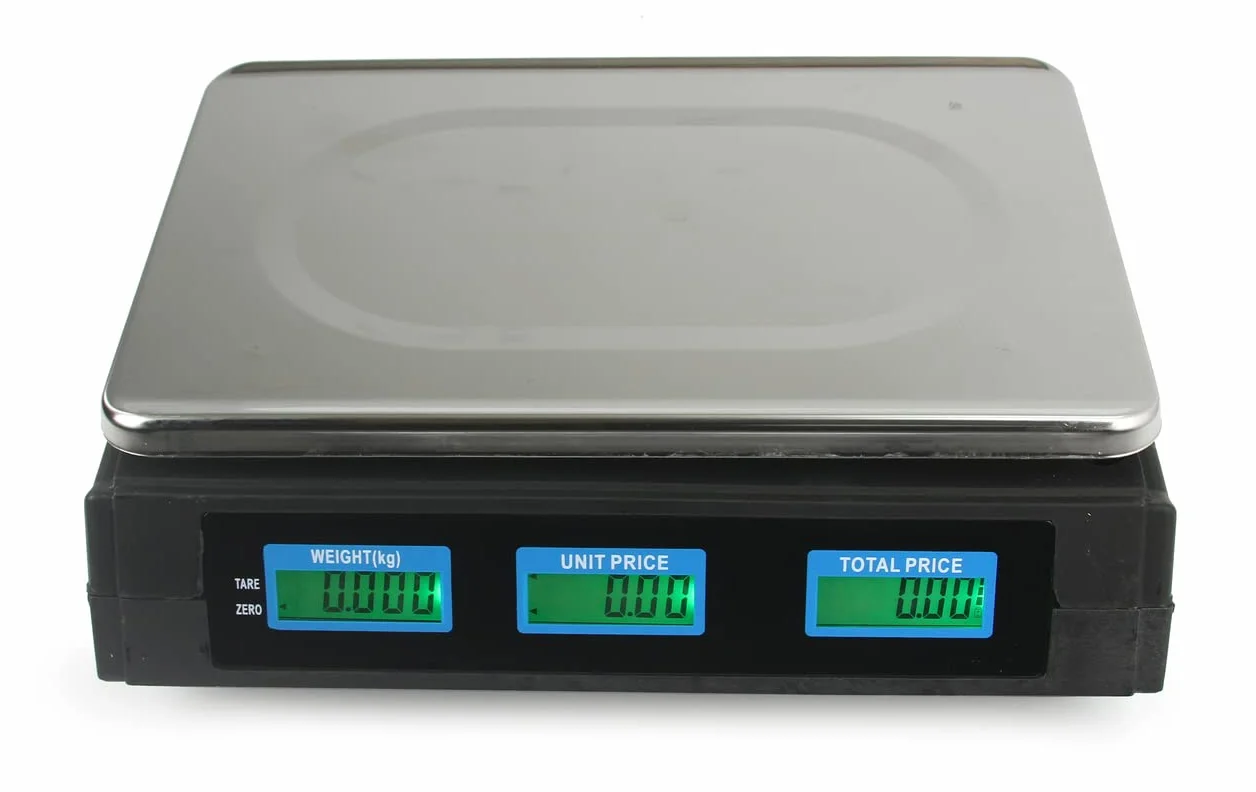 Báscula electrónica industrial con pantalla digital, 40 kg, de acero, plataforma de 33 x 23 cm, comercial