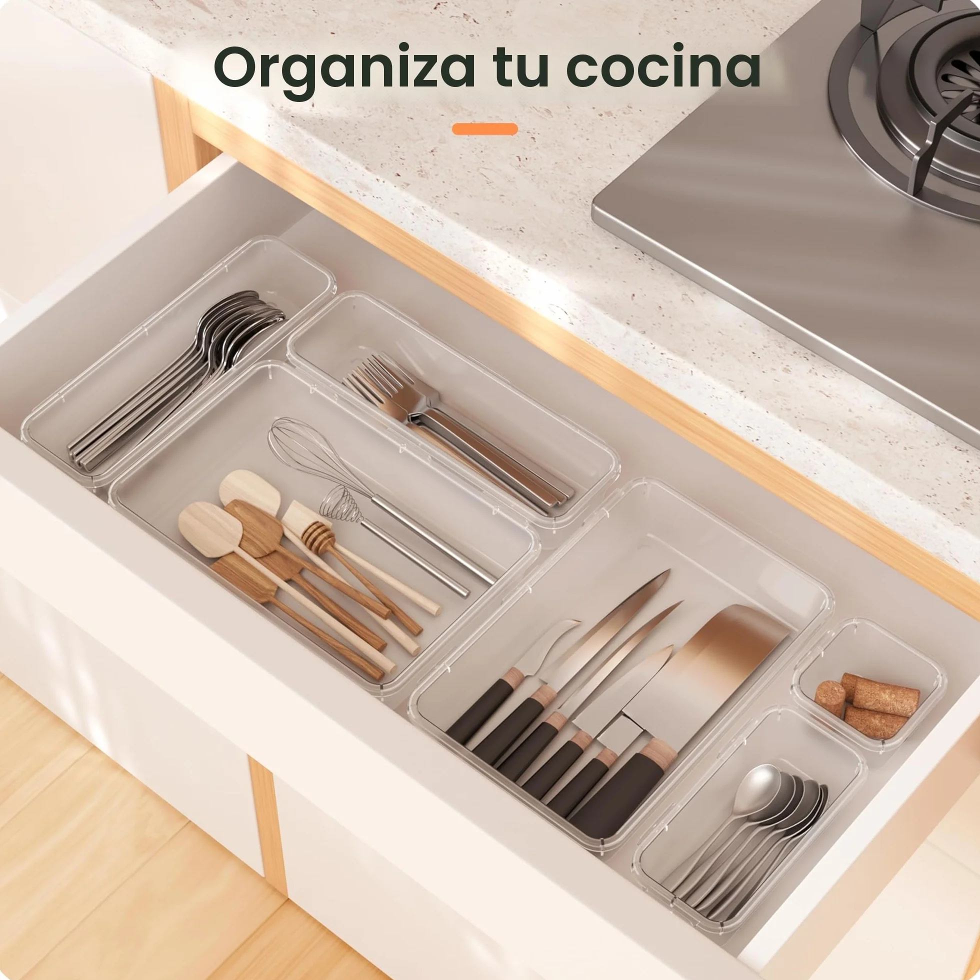 A-LuGei 15pcs Organizador Cajones, Almacenamiento para Maquillaje y Baño
