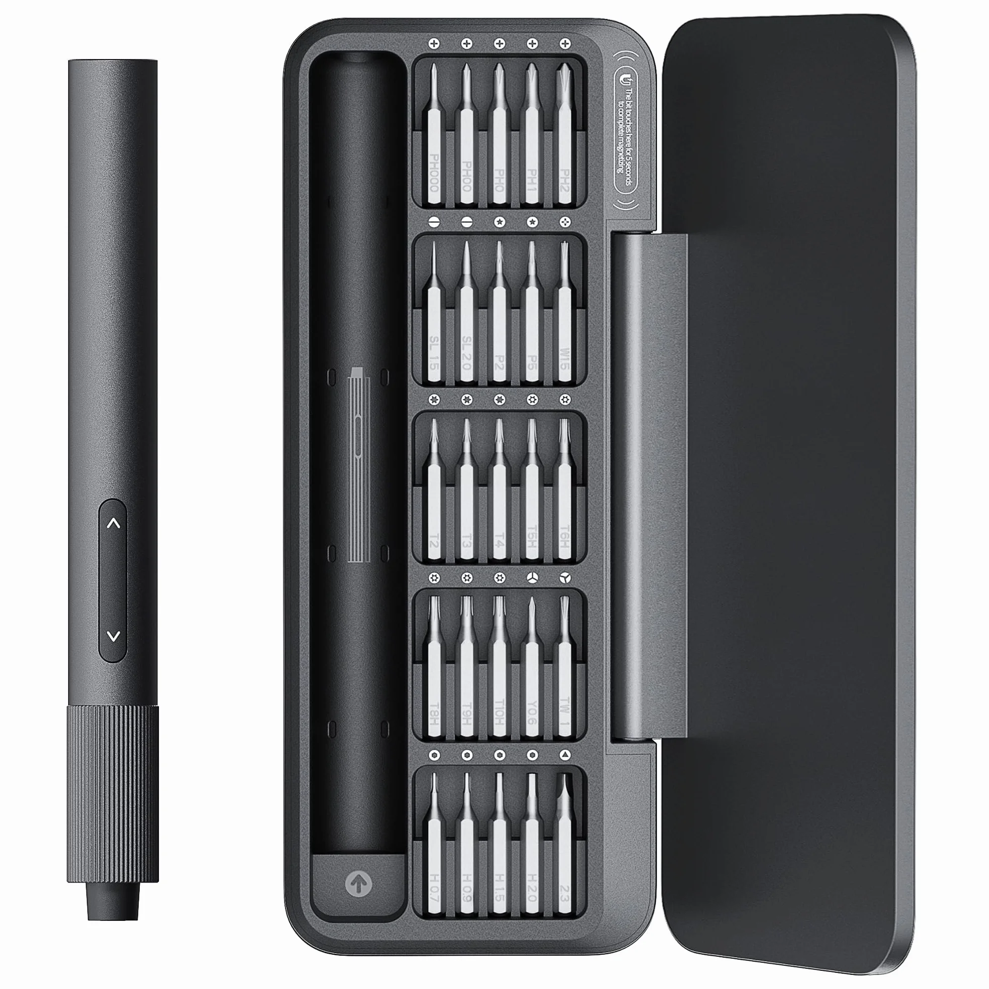 HOTO Destornillador Eléctrico Mini 25 en 1, Kit 3.7V Precisión, Recargable USB-C, Herramienta Magnética Compacta para Teléfono, Portátil, Cámara, Bricolaje y Reparación Electrónica