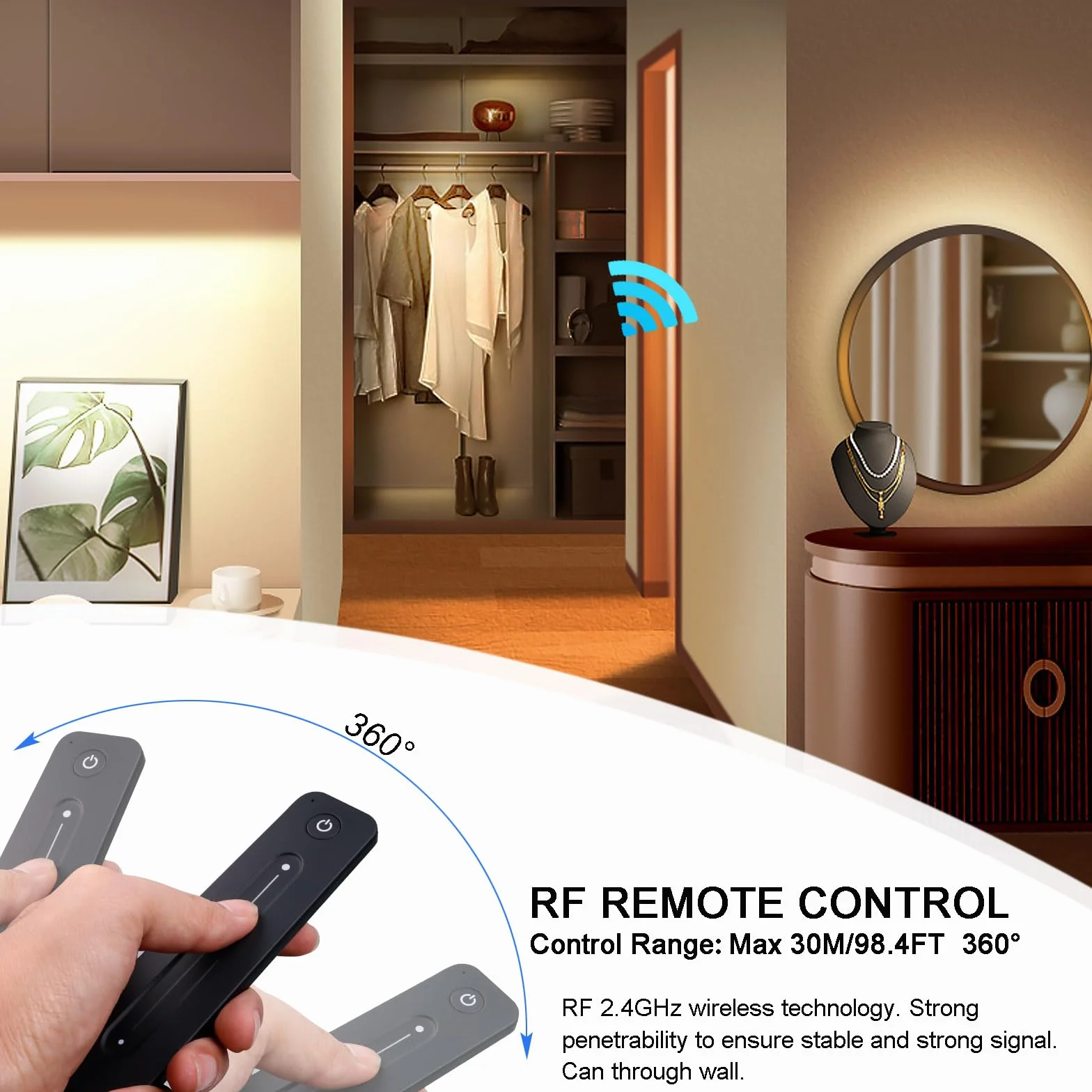 JOYLIT Dimmer LED con Mando a Distancia DC 5V-36V 8A 1 Channel, Montado en Pared 2.4GHz RF Regulador Touch Interruptor LED para un Solo Color Ajuste del Brillo, ON/OFF Switch