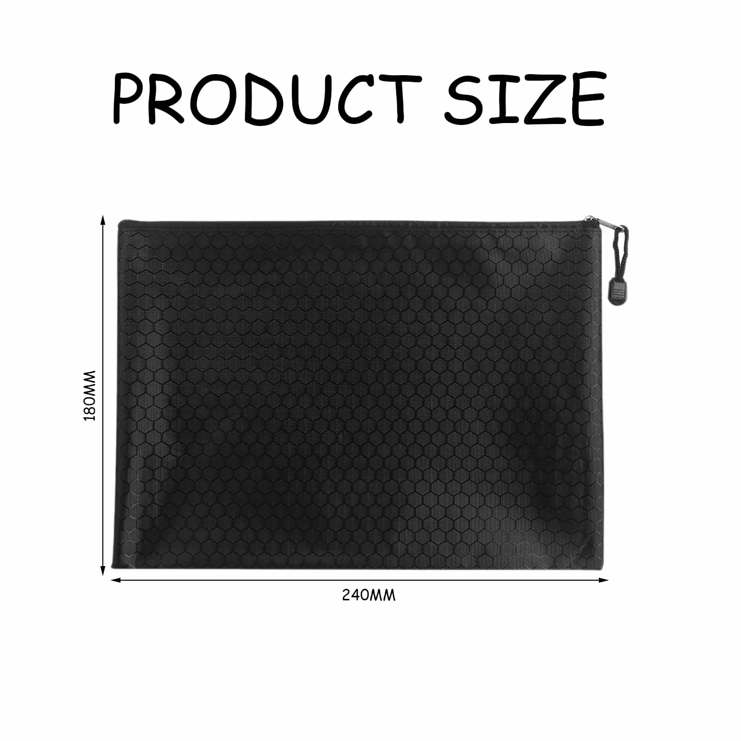 Cartera A5 con Cremallera para Dinero Efectivo Negro