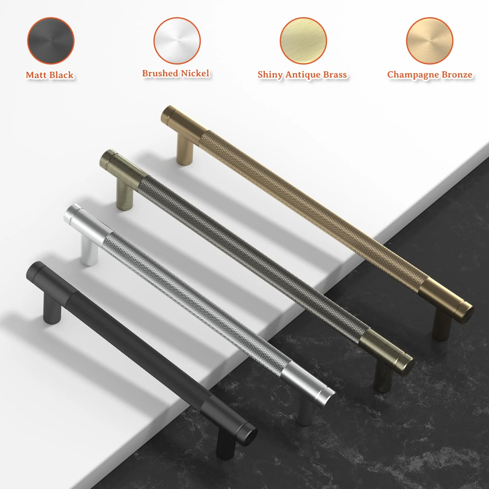 FURNIWARE 10 piezas de tiradores para armario Champagne Bronze, tiradores para puertas de armario 192mm de distancia entre ejes, manijas de muebles Gold estilizadas, tiradores modernos, manijas para