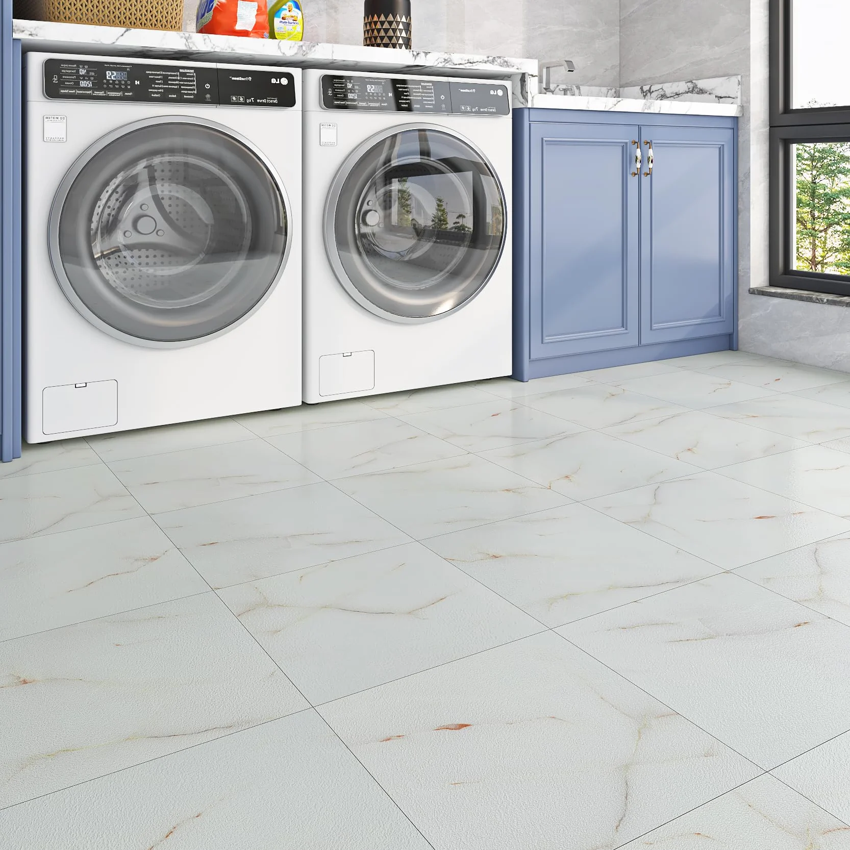 Livelynine Suelo Vinilo Autoadhesivo Blanco Efecto Marmol Baldosas Adhesivas Suelo Baño Marmol Rosa Y Blanco 30x30 16-Baldosas Vinilo Adhesivo Suelo Cocina Losetas Autoadhesivas Suelo Baño Habitación