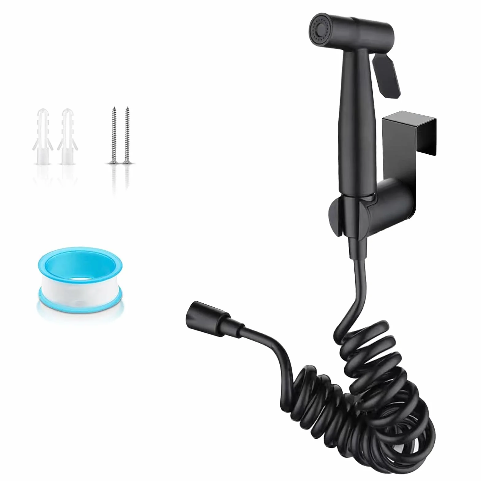 Grifo de Bidet con Manguera 2m, Cabezal de Ducha WC, Kit de Rociador de Mano de Acero Inoxidable Negro