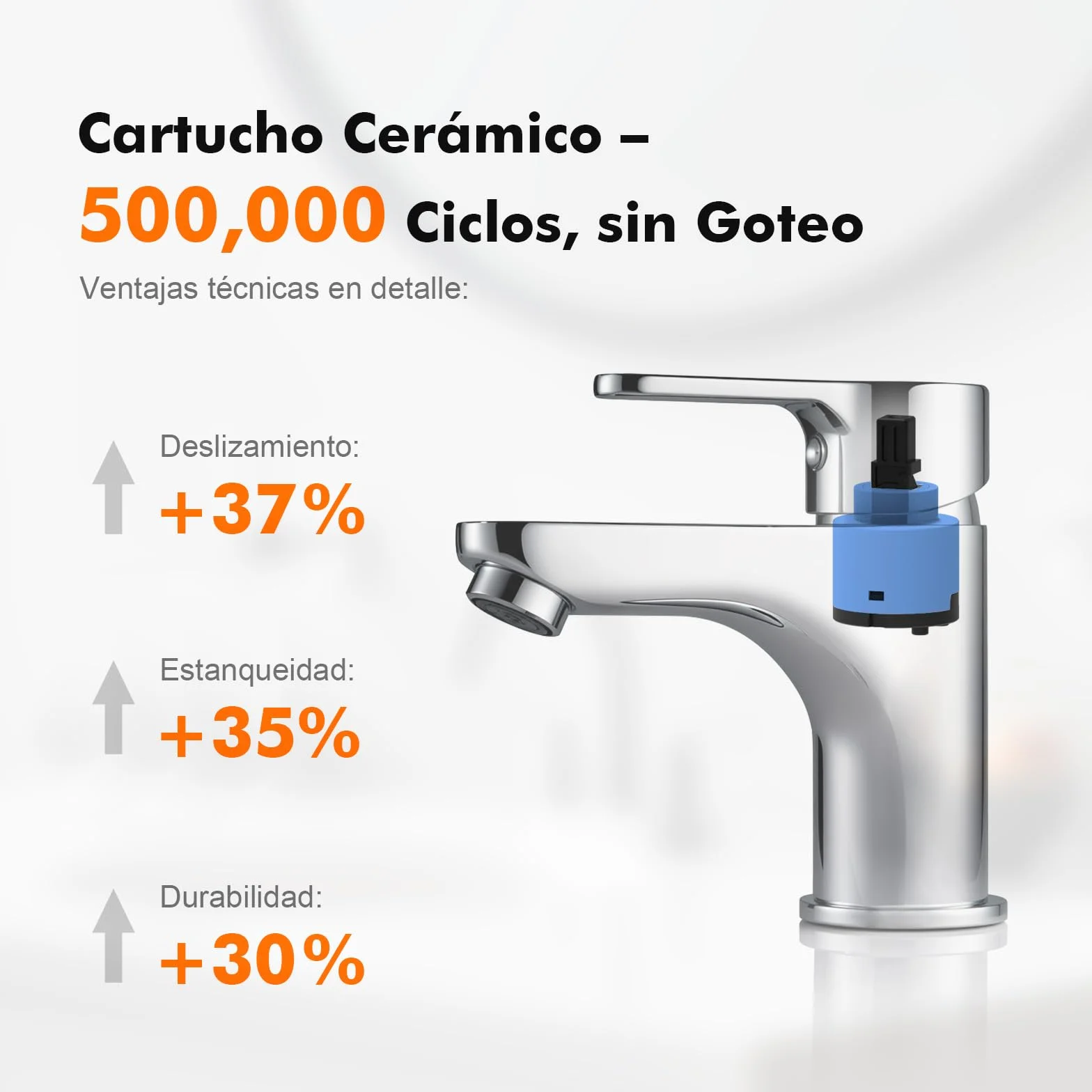 GRIFEMA Grifo Lavabo Monomando para Baño, Latón Cromado Resistente, Agua Fría y Caliente, Cartucho Cerámico Silencioso, Instalación Fácil, Altura de Salida 74 mm, G11003