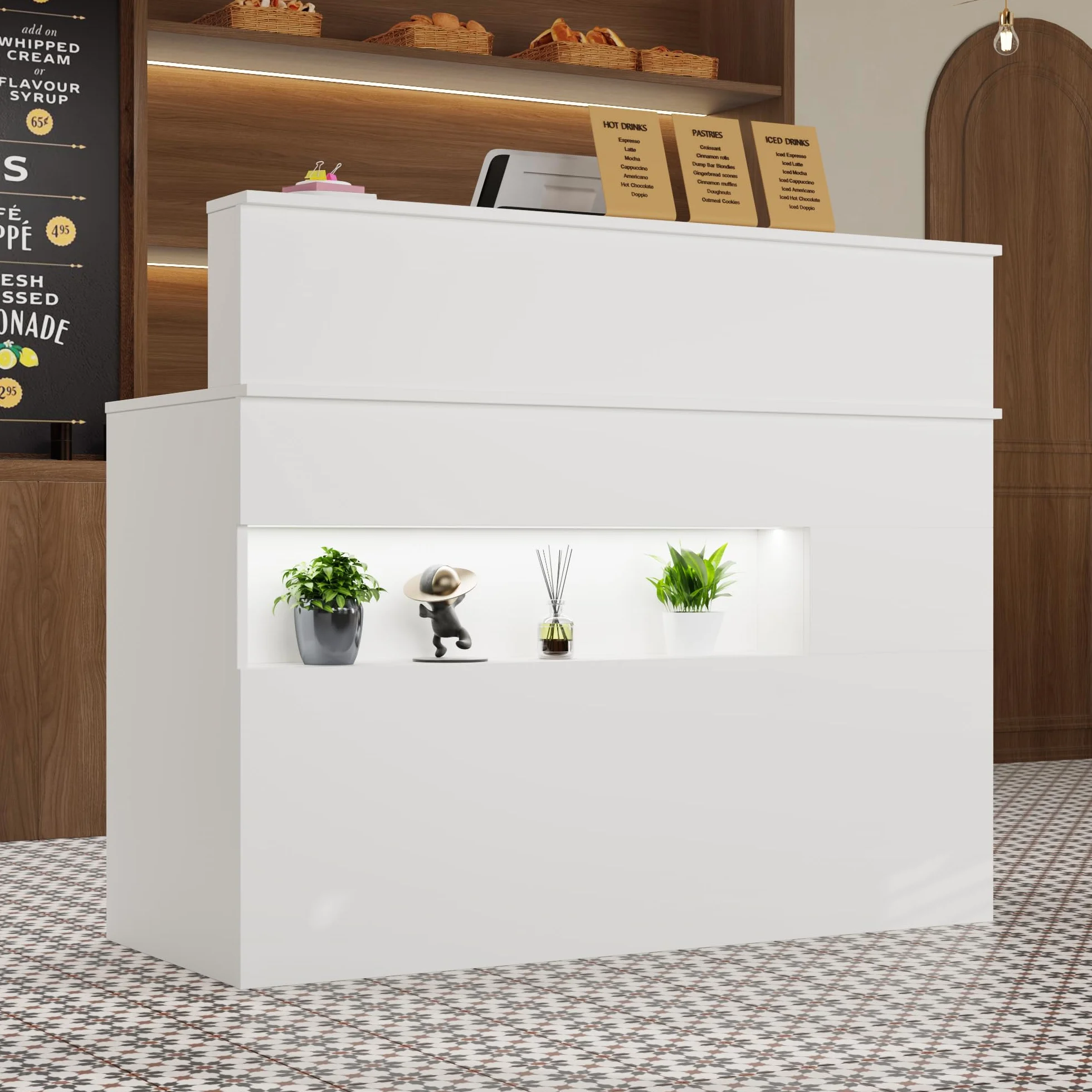 Mueble de recepción Blanco MDF 100cm x 120cm x 50cm con cajón para teclado