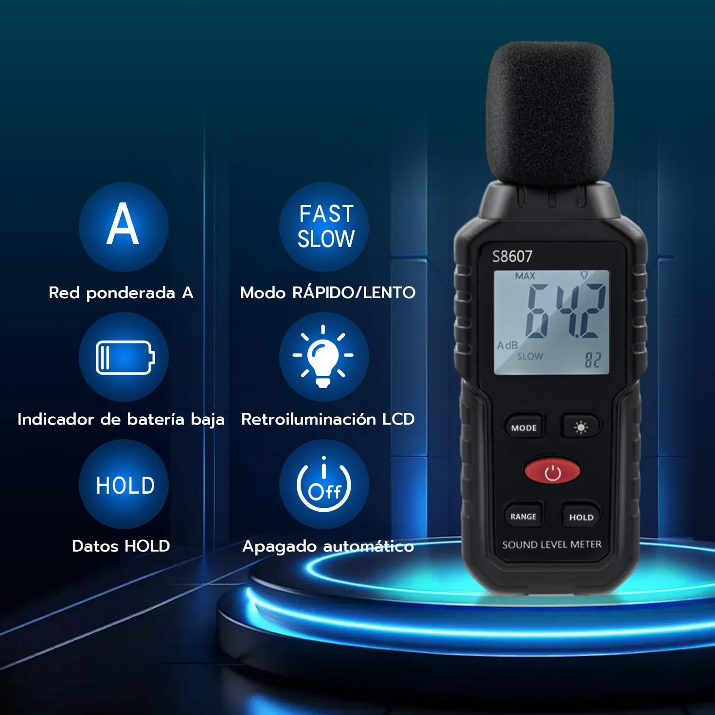 Mcbazel Medidor de Decibelios 30-130dB Pantalla LCD Retroiluminada Portátil
