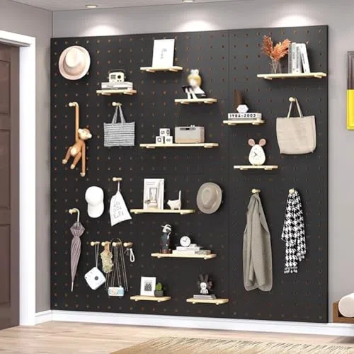 Genérico Paneles organizadores de Pared con Clavijas. Paneles de Clavijas, Kit Combinado de Clavijas, Tablero Organizador de Pared con Clavijas, tableros Perforados y Accesorios modulares Colgantes,