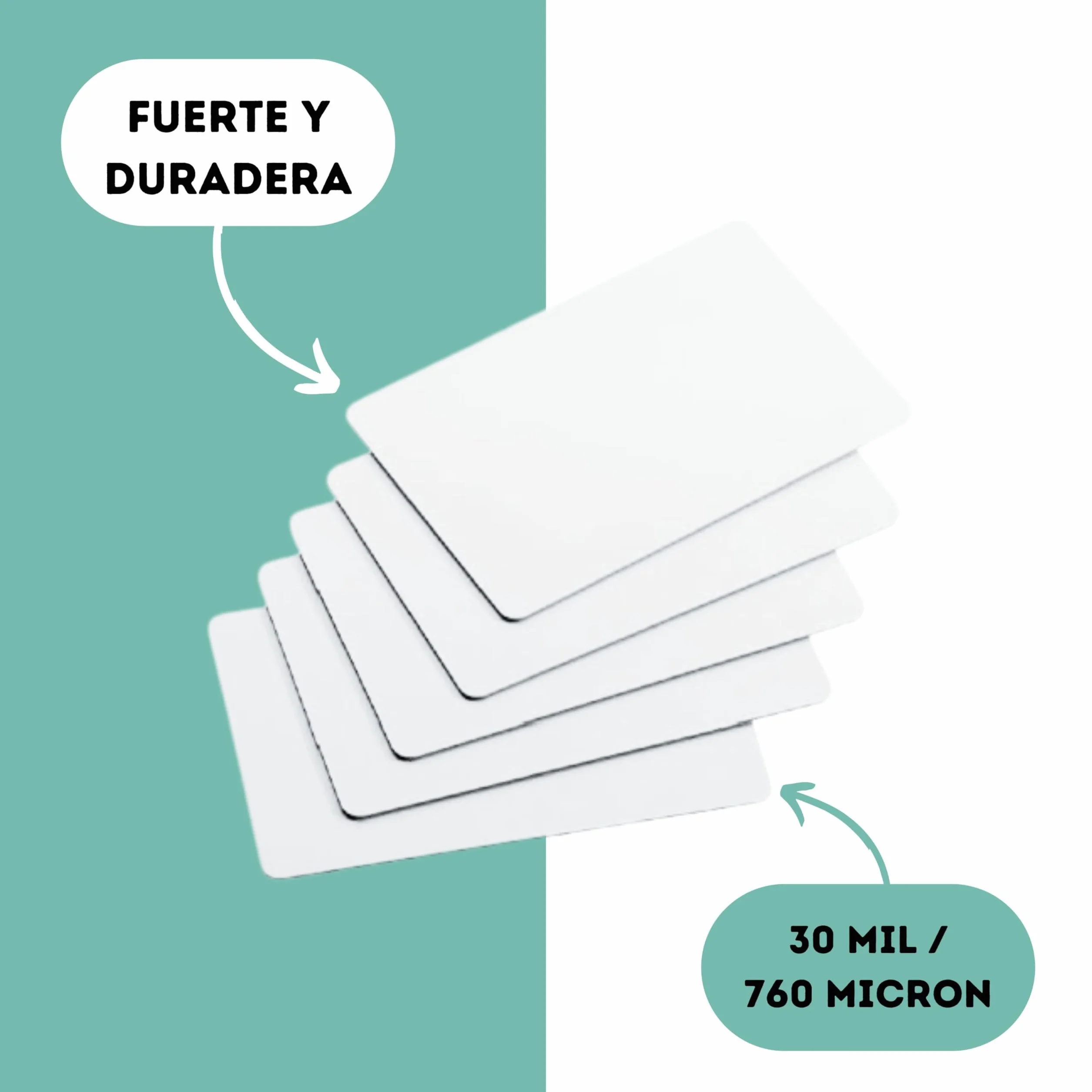 Double Dragon 100 Tarjetas de Identificación PVC Blanco CR80 30 Mil 760 Micras 86 x 54 mm Compatibles Impresoras ID