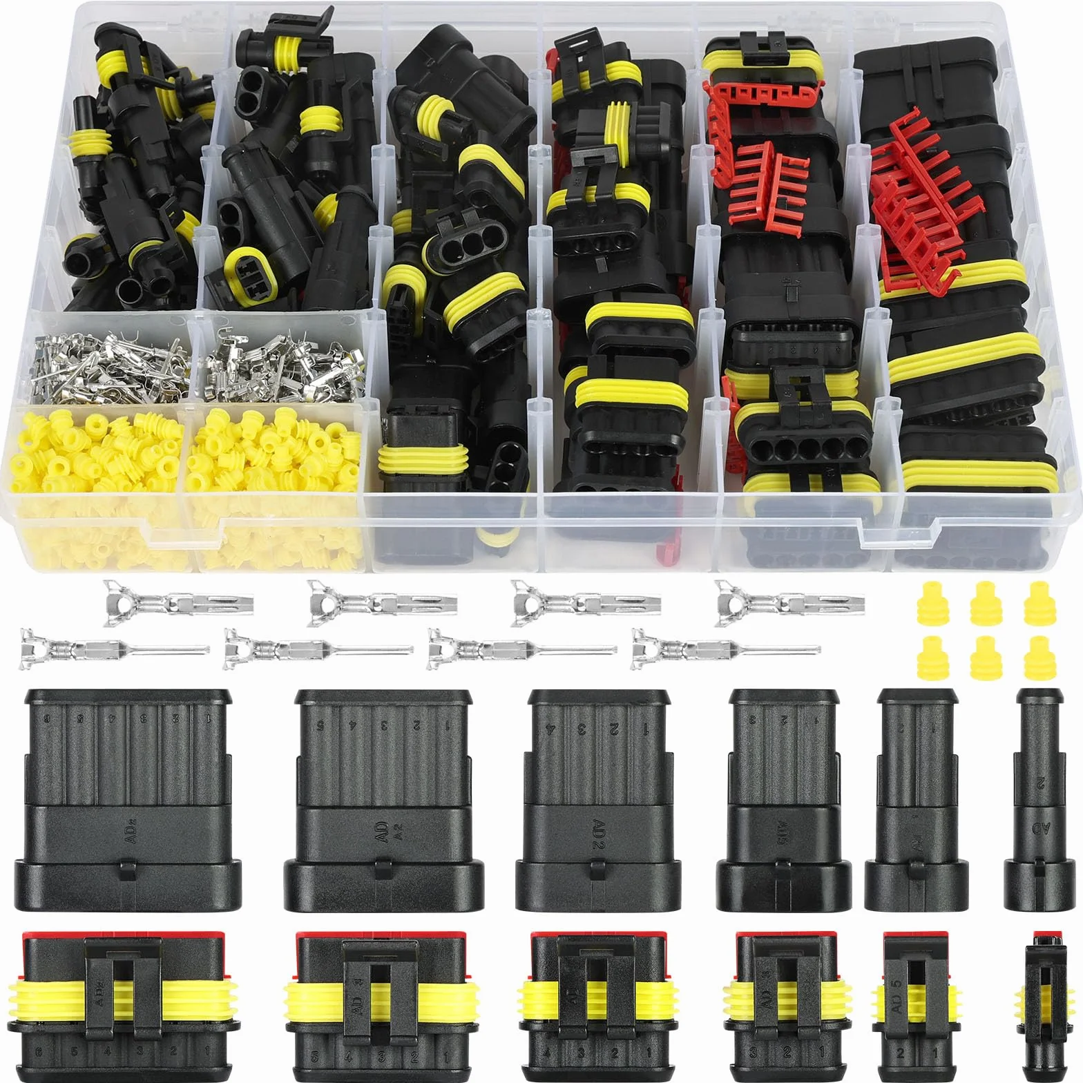 Conector Electrico Impermeable 730 Piezas para Coche, Kit de Conectores Sellado 1-6 Pines