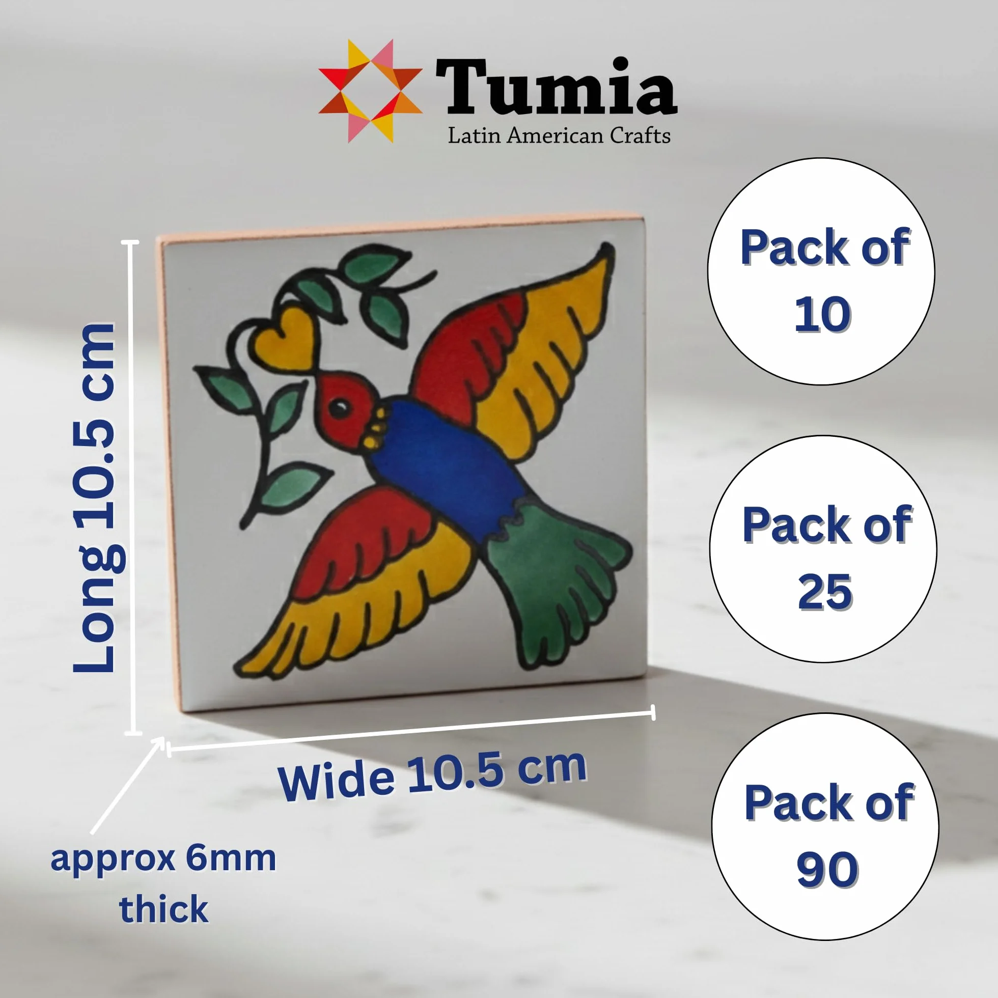Tumia LAC Azulejos Mexicanos Artesanales de Talavera de 10.5cm
