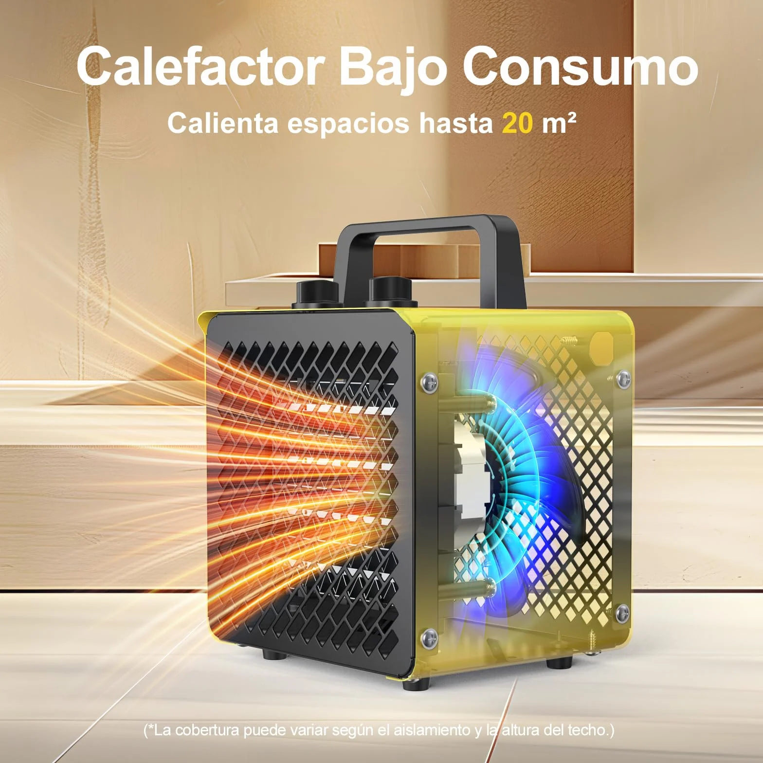 Calefactor Portatil 2000W - Mini Calefactor Aire Caliente - Radiador Electrico - Ceramico Calentamiento Rápido en 3 s - Apto para Hogares, Baños