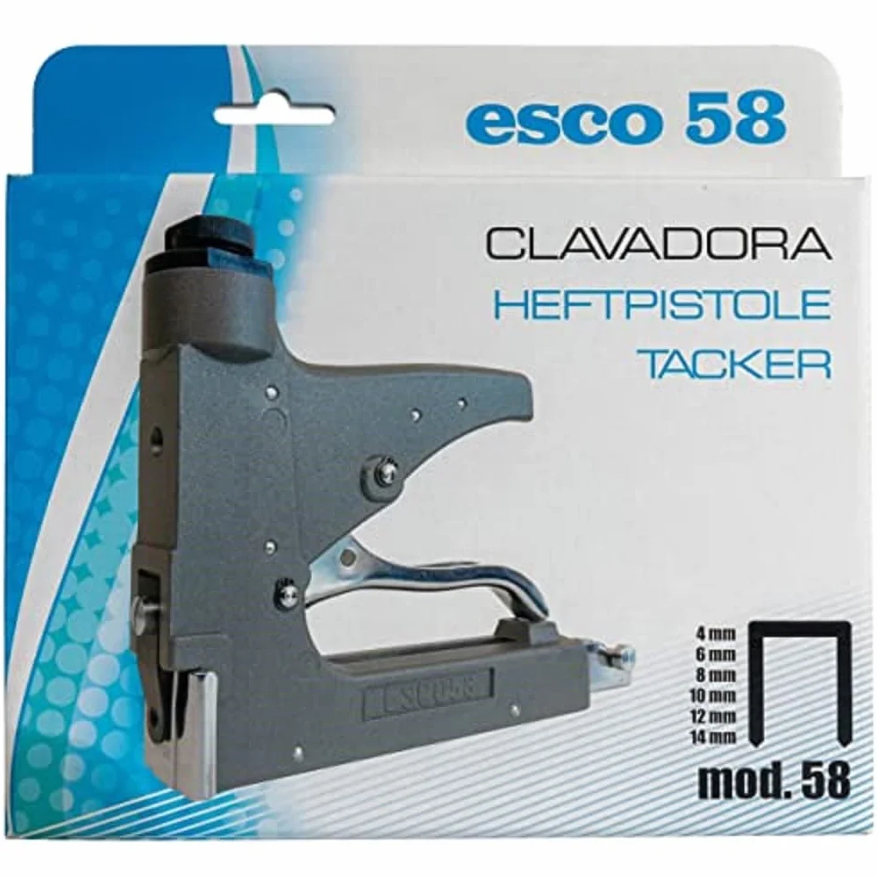 Esco 58 - Grapadora manual para tapicería, resistente con palanca de tracción, para grapas tipo 58, 4-14 mm