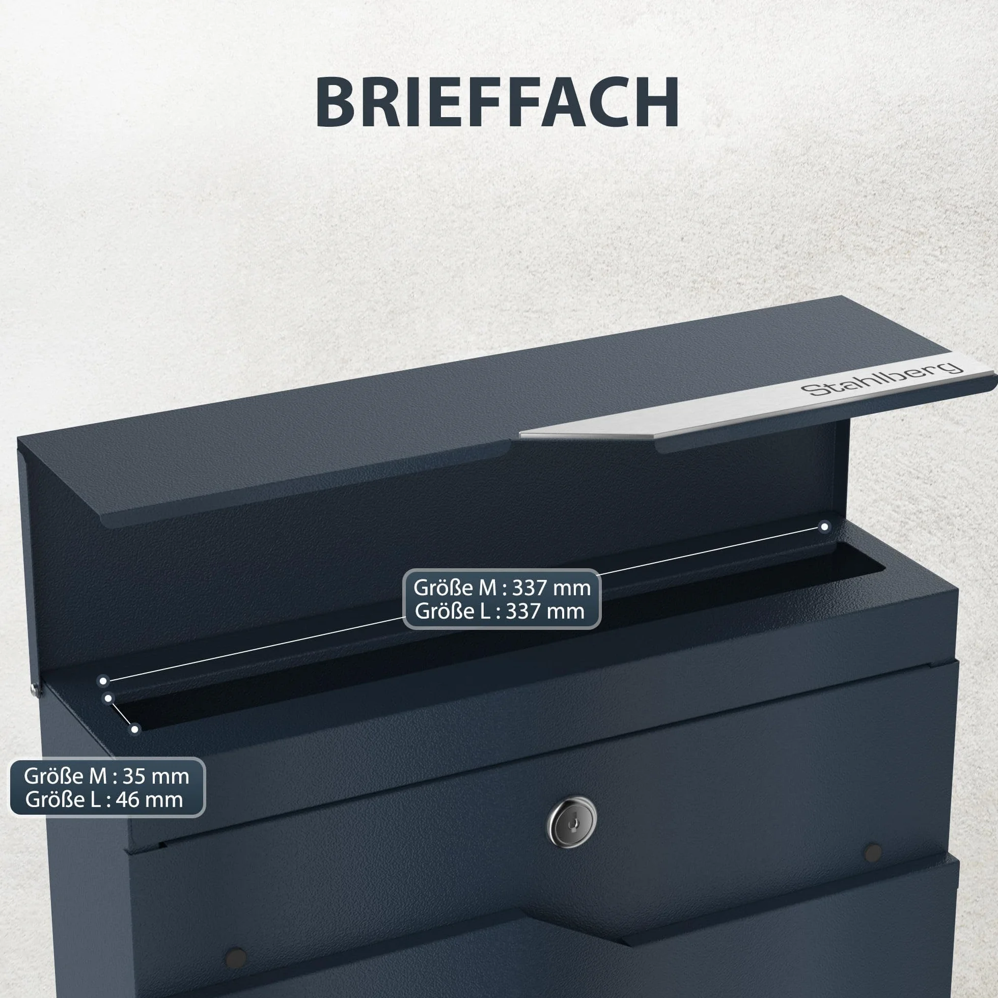 Buzón con Compartimento para periódicos en Antracita RAL 7016 – Buzón de Correo Personalizado de Acero Inoxidable Placa para Nombre de Calle – Buzón de Pared con candado y