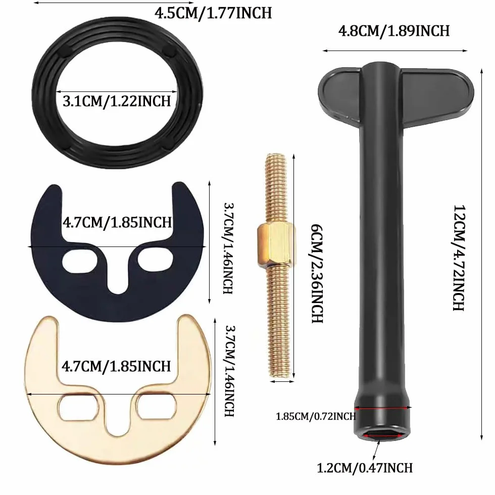 Grifo monomando | Juego de reparación de 5 piezas con pieza negra en forma de herradura, pieza de cobre, arandela, tornillo de montaje y casquillo para una instalación segura del grifo