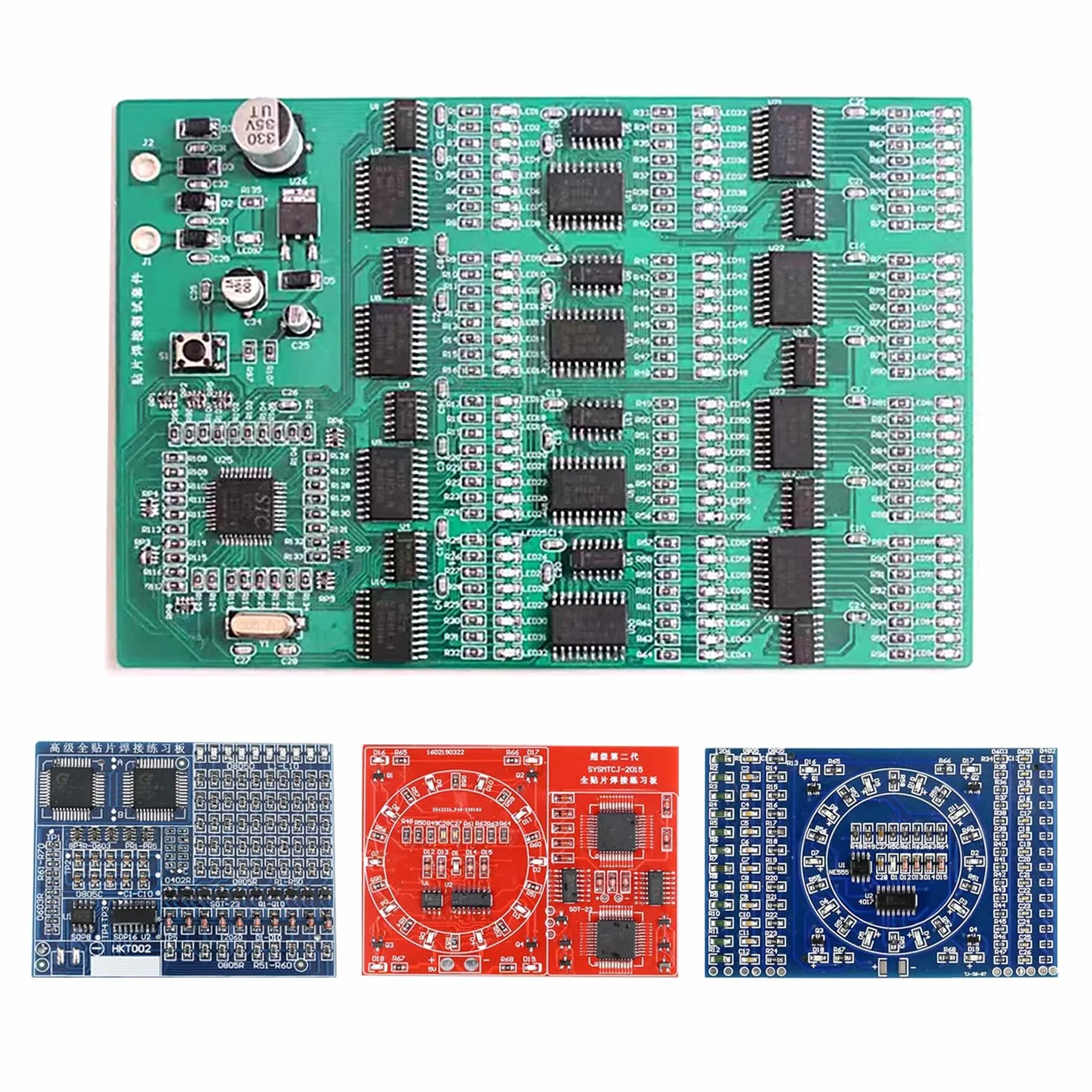 Kit de práctica de soldadura, kit electrónico DIY 4 en 1 SMD y SMT, tabla de entrenamiento para principiantes, aficionados y estudiantes, perfecto para aprender técnicas de soldadura de montaje