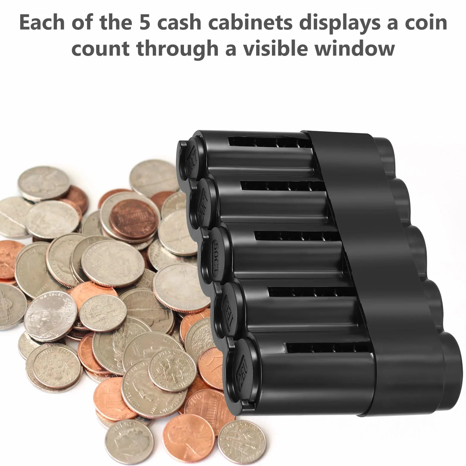 Portamonedas Compacto Clasificador Dispensador De Monedas Euro Caja Almacenamiento Soporte Negro Transparente 4pcs