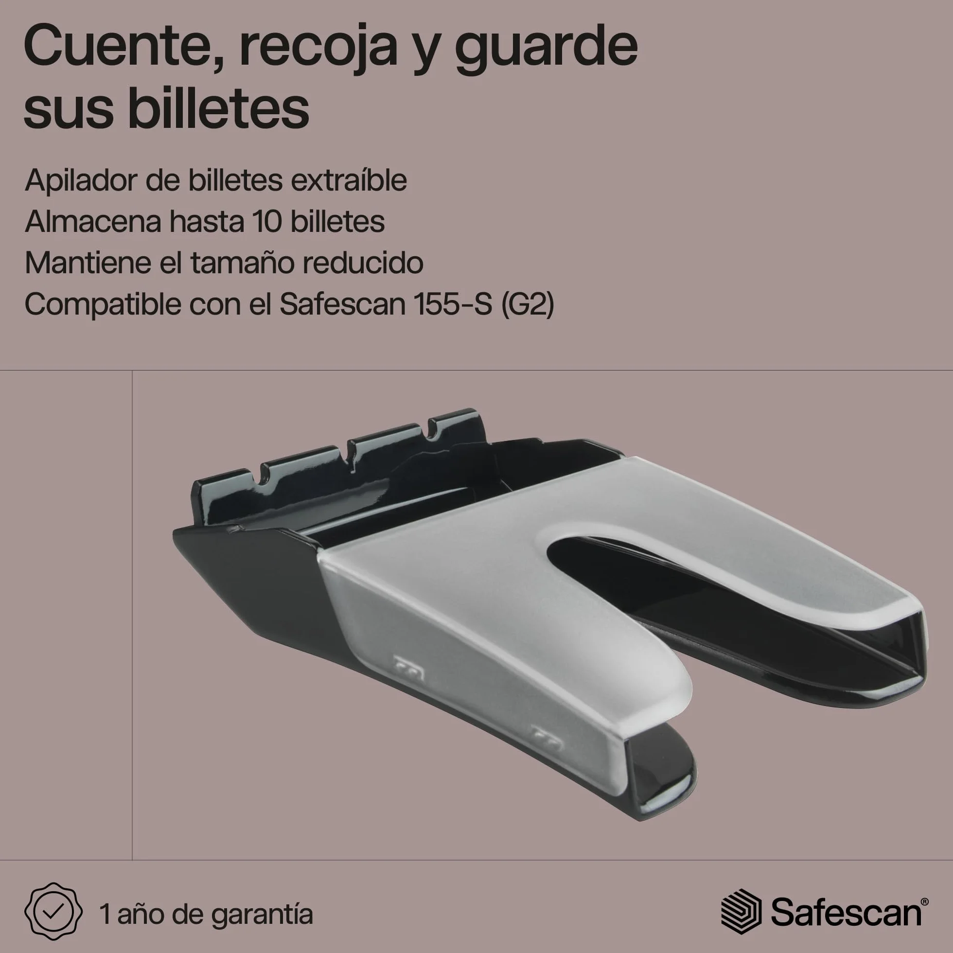 Safescan RS-100 Apilador recoger billetes verificados detector billetes falsos extraíble fija Safescan 155-S