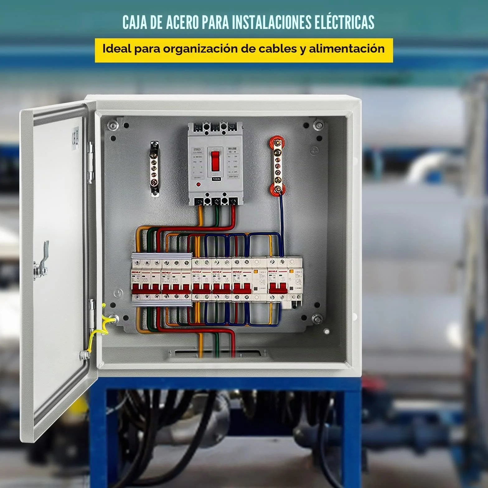 VEVOR Caja NEMA de Acero al Carbono 50 x 50 x 15 cm Caja de Gabinete Eléctrico NEMA 4X IP66 a Prueba de Agua y Polvo Caja de Conexiones Eléctricas para Exteriores e Interiores con Placa de Montaje