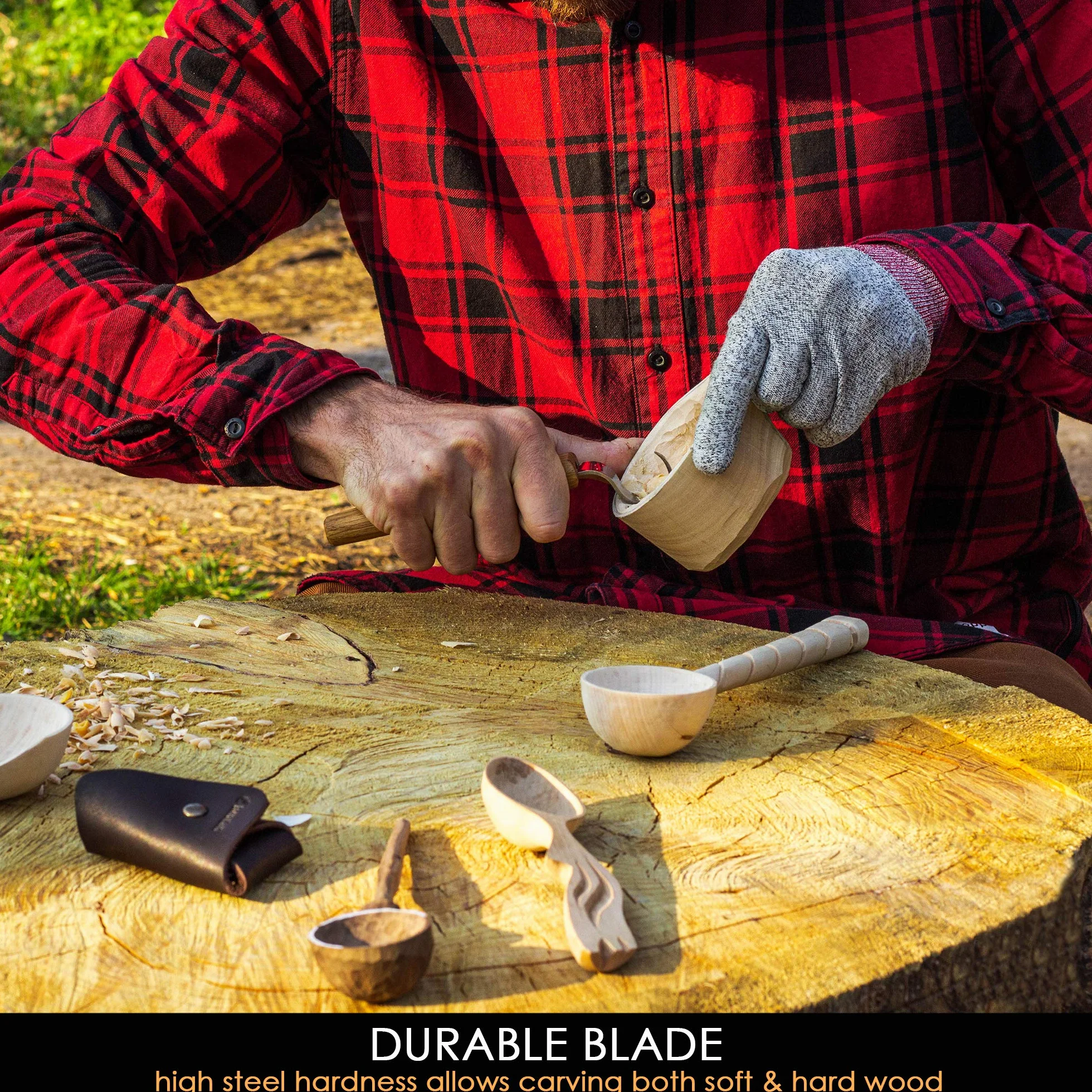 BeaverCraft SK1S Cuchillo de Gancho para Tallar Madera con Funda de Cuero