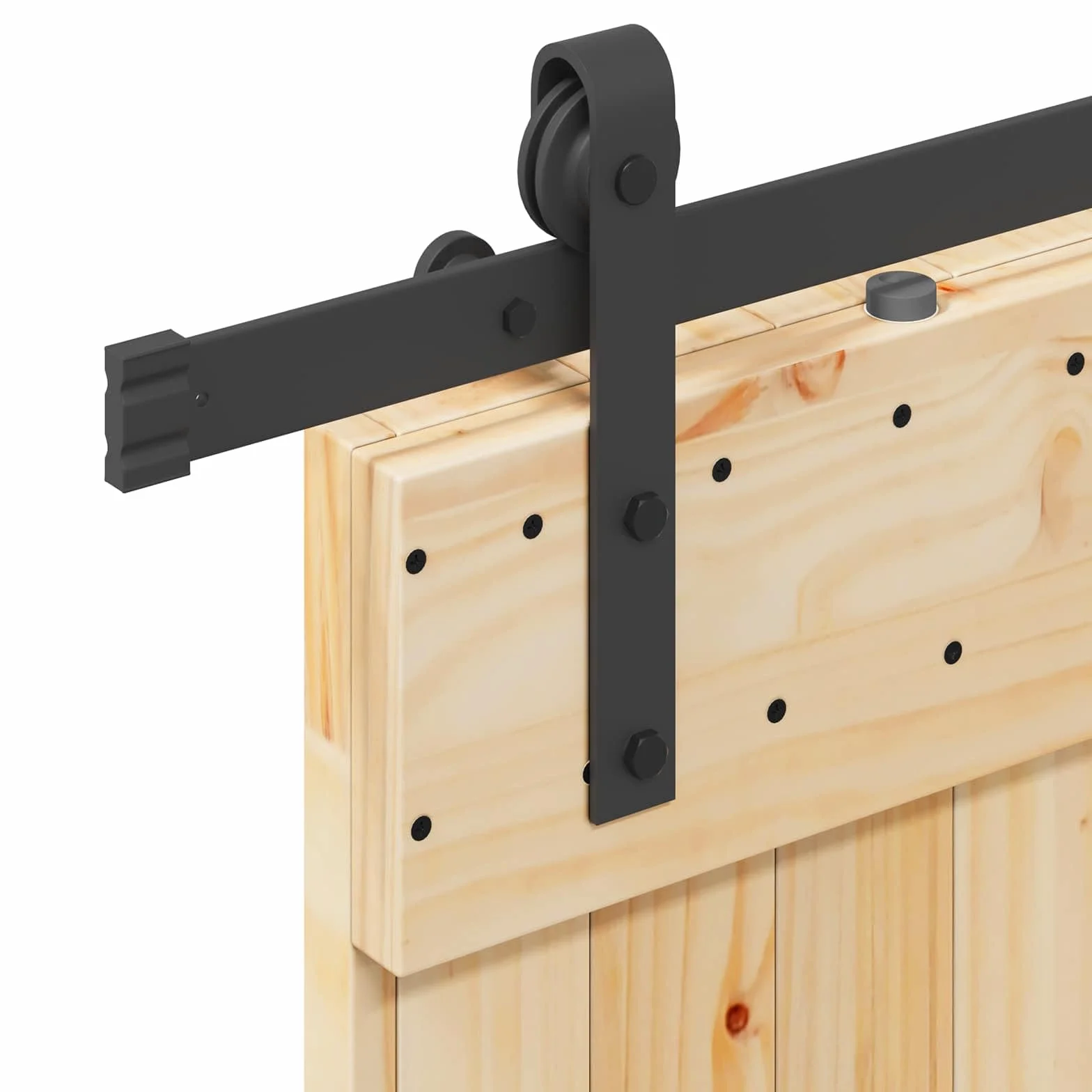 vidaXL Puerta Corredera Narvik Natural y Negro 95 x 210 cm (213,5 cm), Sistema de Almacenamiento eficiente, Hardware Moderno, Puerta de Pino, solución compacta, Deslizante Chic
