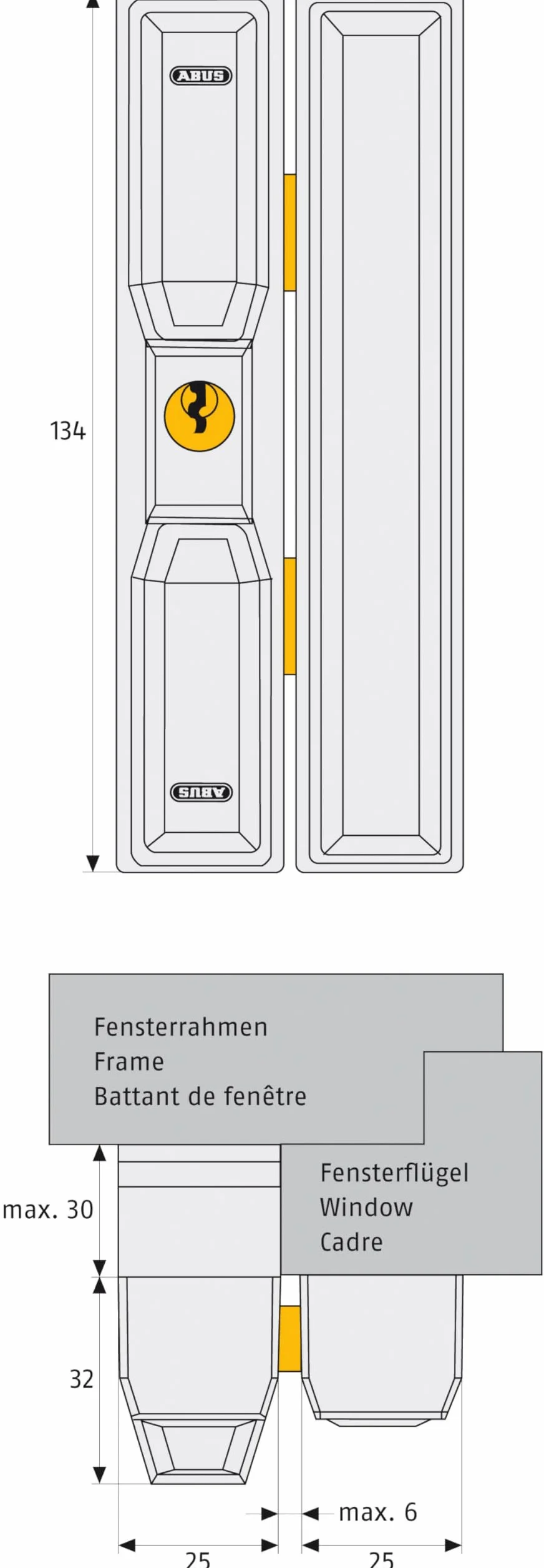 ABUS Seguro adicional para ventanas FTS88 - Cerradura para ventana con dos pasadores de acero - Cierre Distinto - Nivel de Seguridad ABUS 9-52841 - Blanco