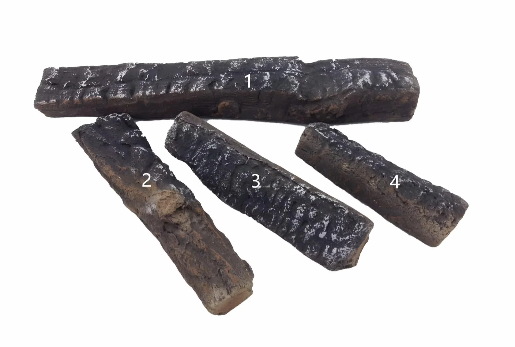 Juego de 4 troncos de cerámica (0891) de madera decorativa para bioetanol o gas, resistentes al calor, cerámica