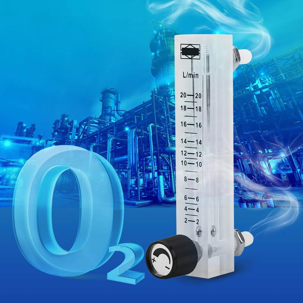 Caudalímetro de gas caudalímetro de 2-20LPM con válvula de control ajustable para oxígeno aire gas