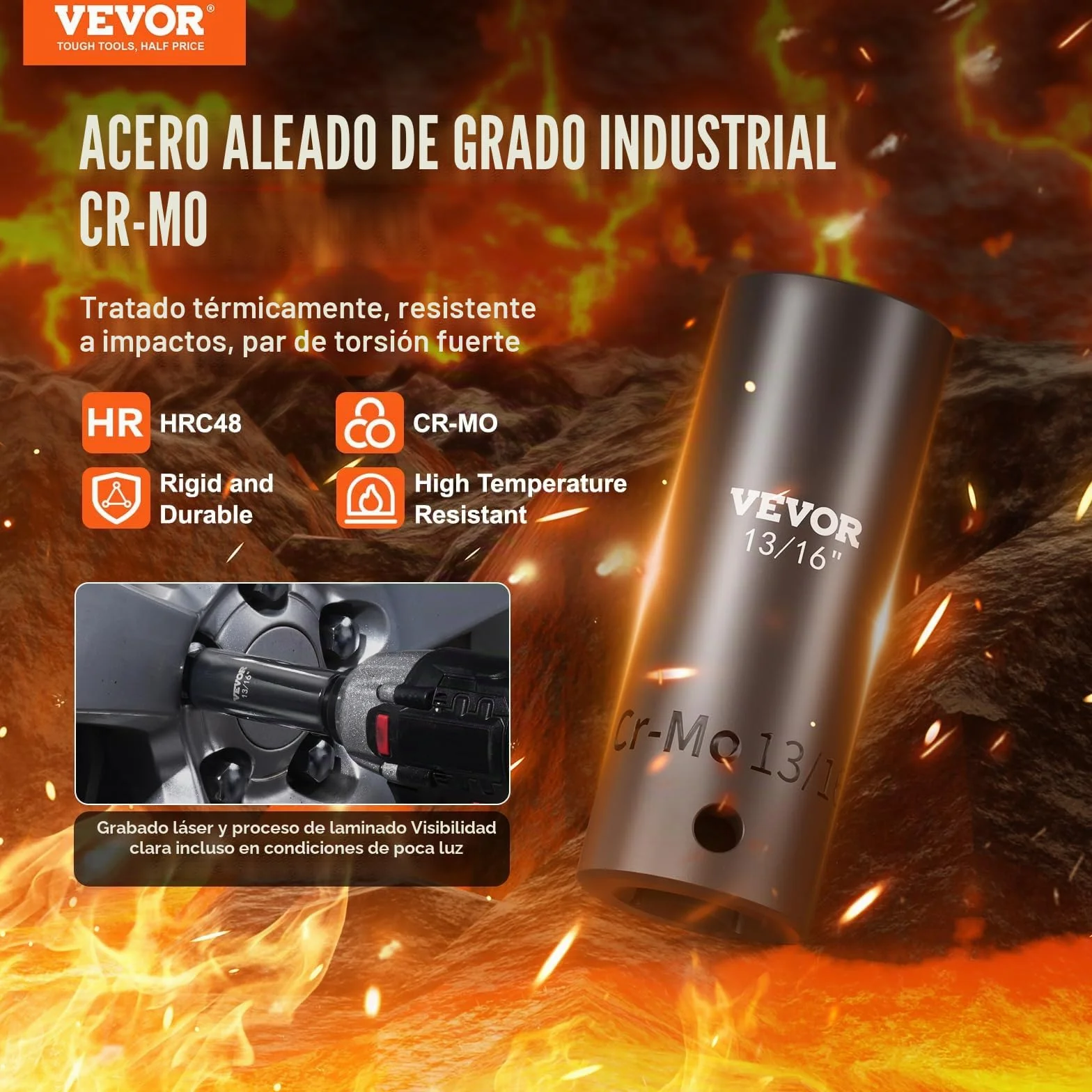 VEVOR Juego de Vasos de Impacto 1/2" 3/8" Juego de Vasos de Impacto Métricos 59 piezas 6-32 mm Acero de Aleación CR-Mo 6 Puntos Marcas de Tamaño Fáciles de Leer para Reparación de Automóviles