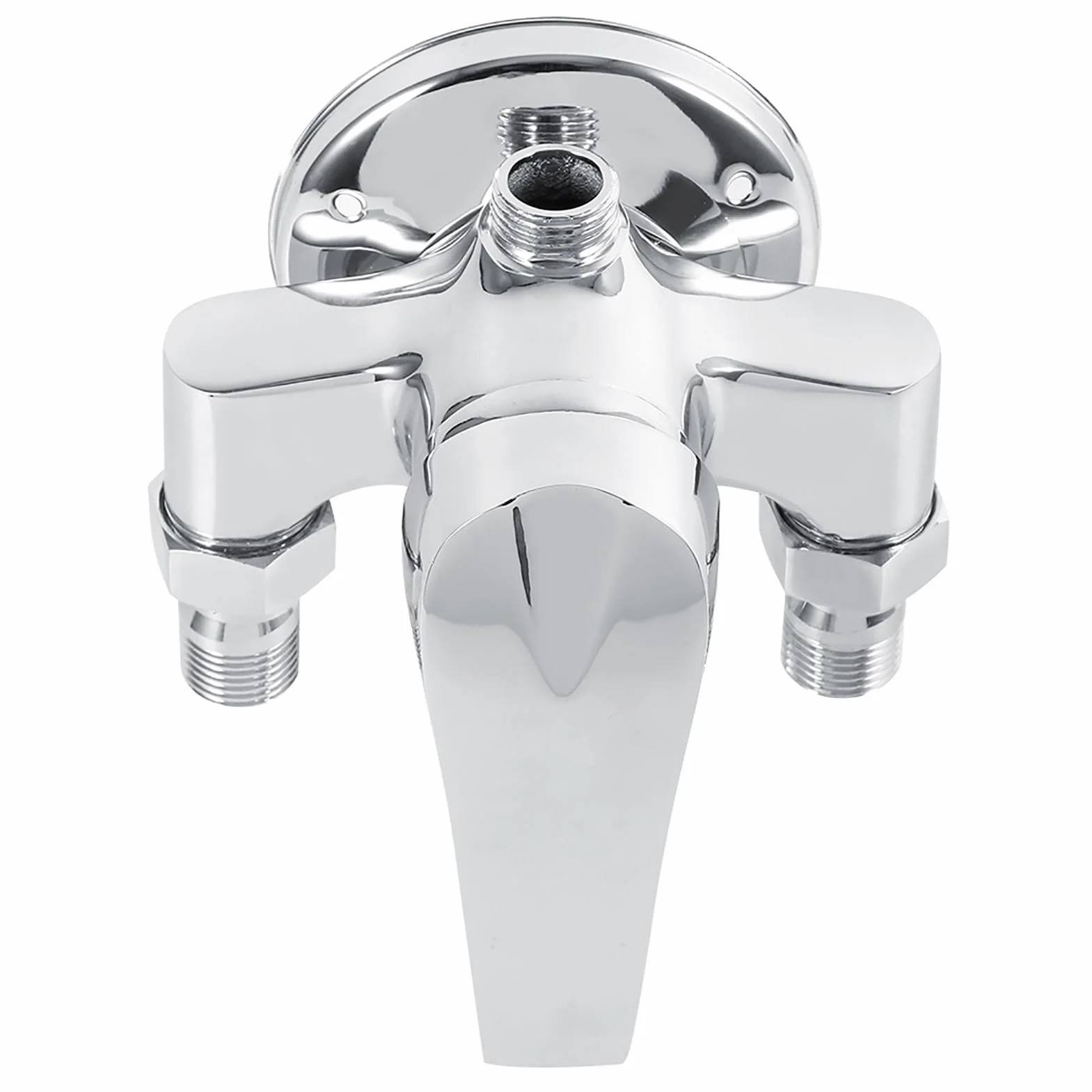Válvula de control de mezcla de mezcla de agua fría y caliente con rosca macho G1/2, válvula de ducha de baño de plástico de cobre con superficie lisa, para uso en lavabo y ducha