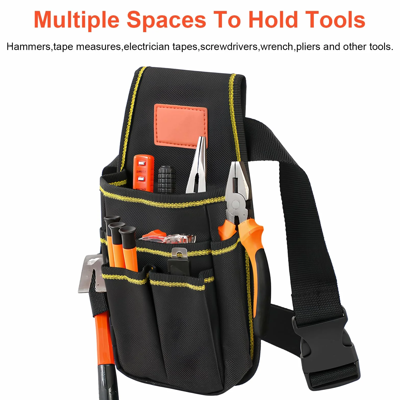 Amexo Bolsa de Cinturón para Herramientas, Bolsa de Herramientas de Lona con Cinturón de Nailon Ajustable Multifunción Organizador de Herramientas para Electricistas, Técnicos