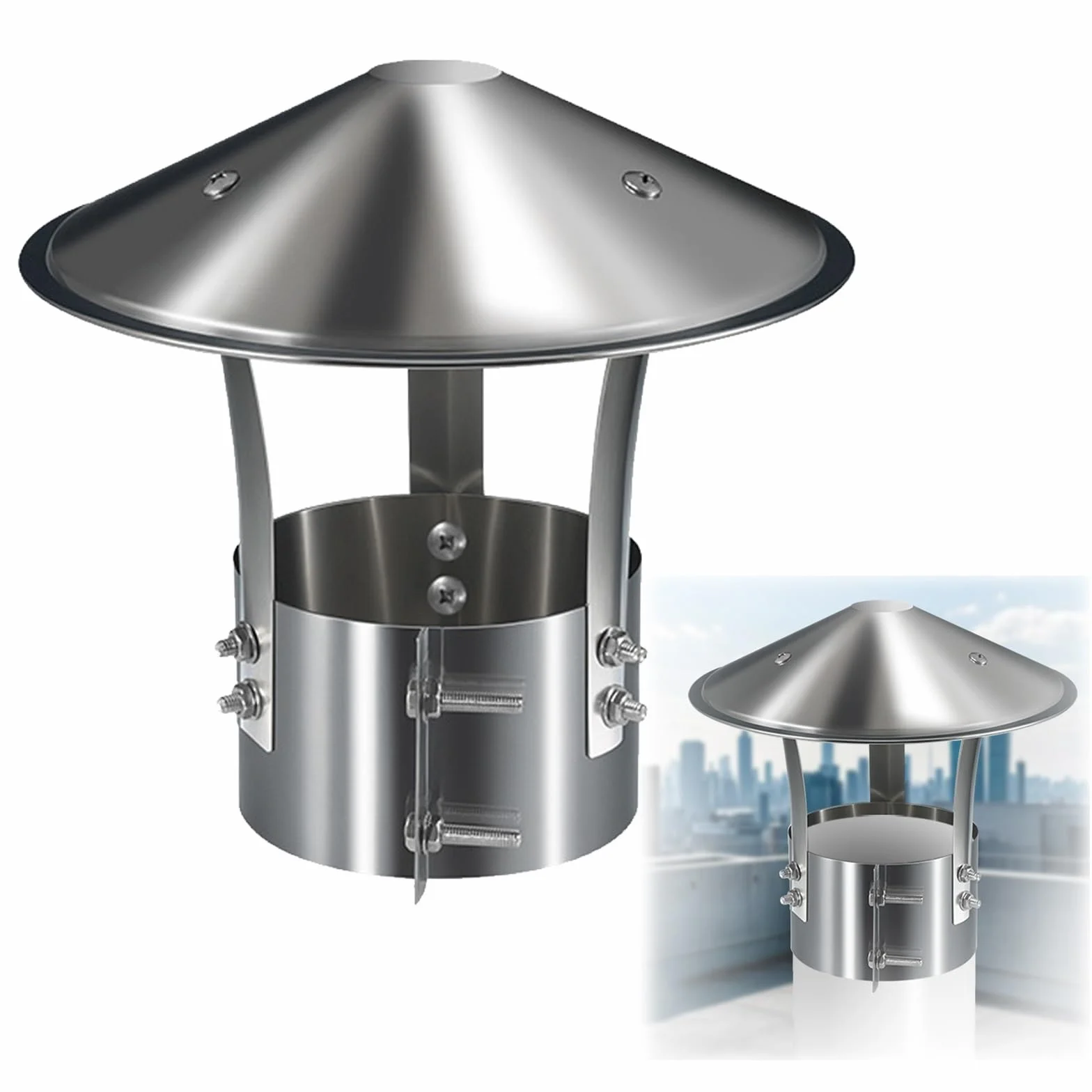 Tapa de Chimenea, 75 100 130 150 230 315mm Sombreros para Chimeneas, Caperuza Salida Humos Sombrerete de Acero Inoxidable para Villa(220mm/8.6in)
