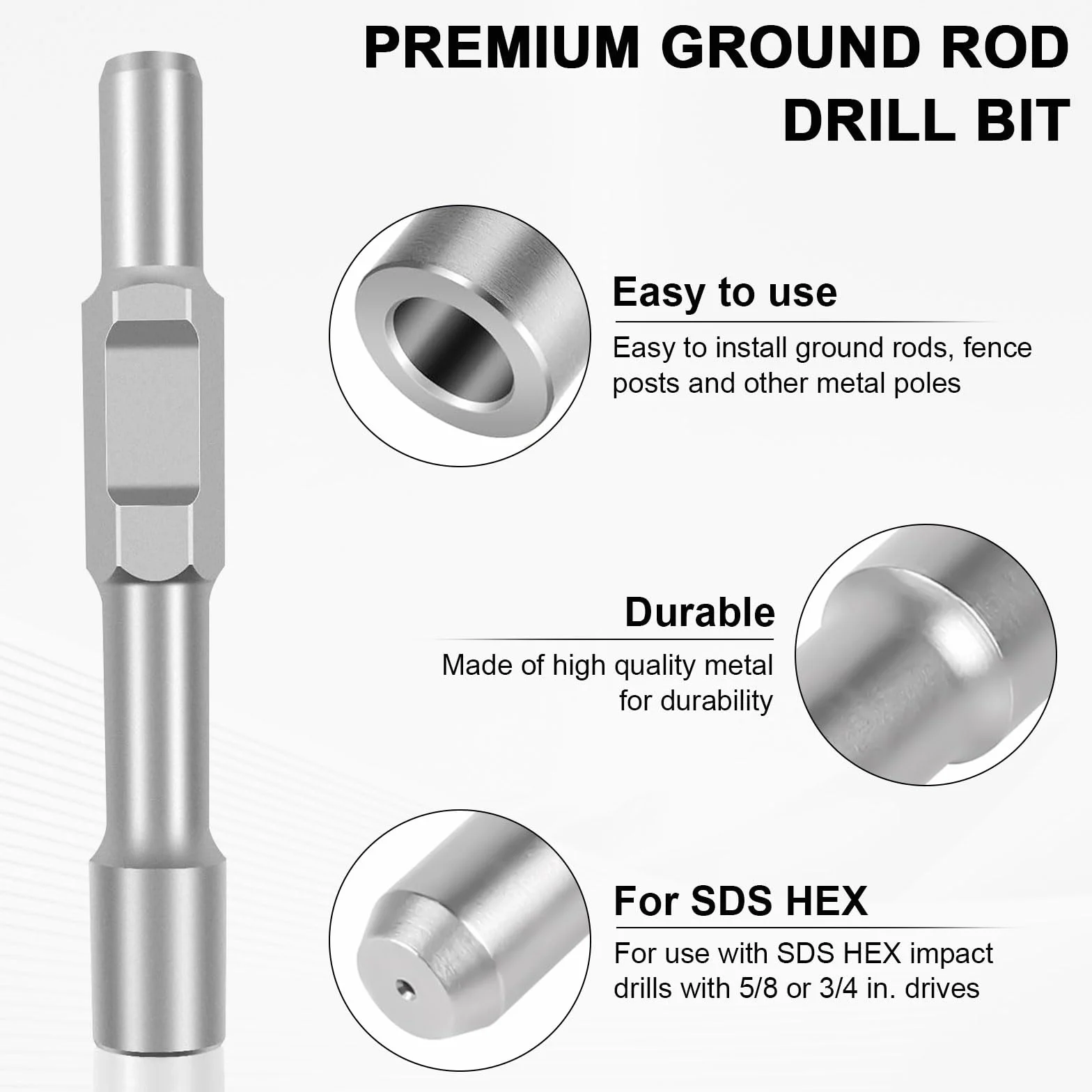 SDS HEX - Empacador de clavos para tierra profunda (20,5 mm de diámetro interior x diámetro exterior de 35 mm x 257 mm de longitud)