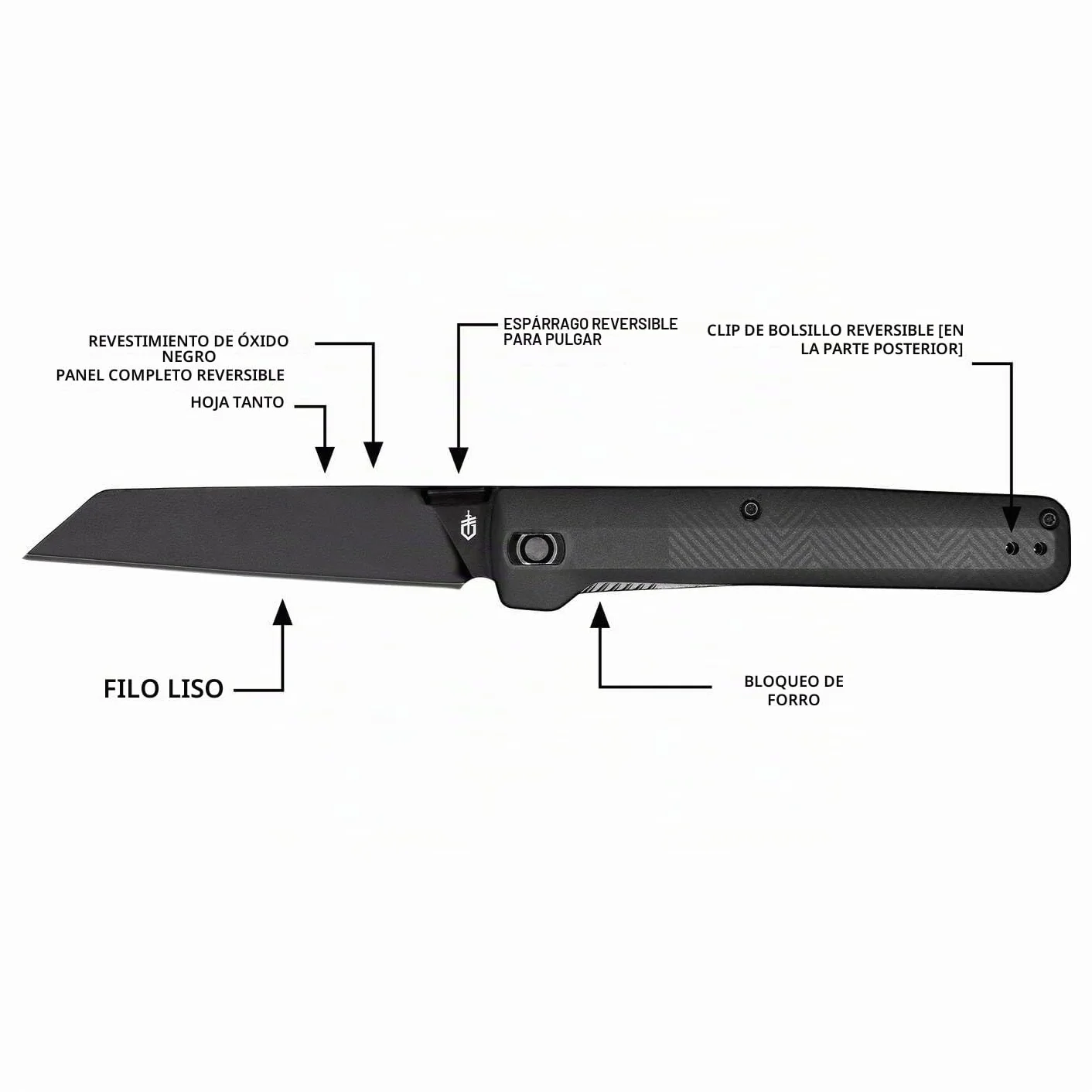 Gerber Navaja de bolsillo con clip para cinturón, Pledge, hoja de acero inoxidable 7Cr17MoV con aspecto de tanto invertido, escamas del mango de nylon reforzado con fibra de vidrio