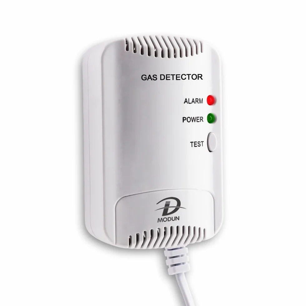 D MODUN - Detector de Gas, Fugas de Gas Natural/LPG/gas de Carbón, Monitor de Metano Propano Butano, Advertencia de luz Estroboscópica 100dB, Alarma de gas enchufable adecuado para Cocina, RV, Garaje