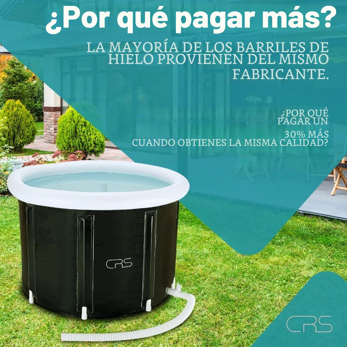 CRS pequeña bañera Plegable para Adultos y niños | Cabe en la Ducha y en el baño pequeño | También Ideal para baños de Hielo y como baño Infantil (90cmØ x 55cm)